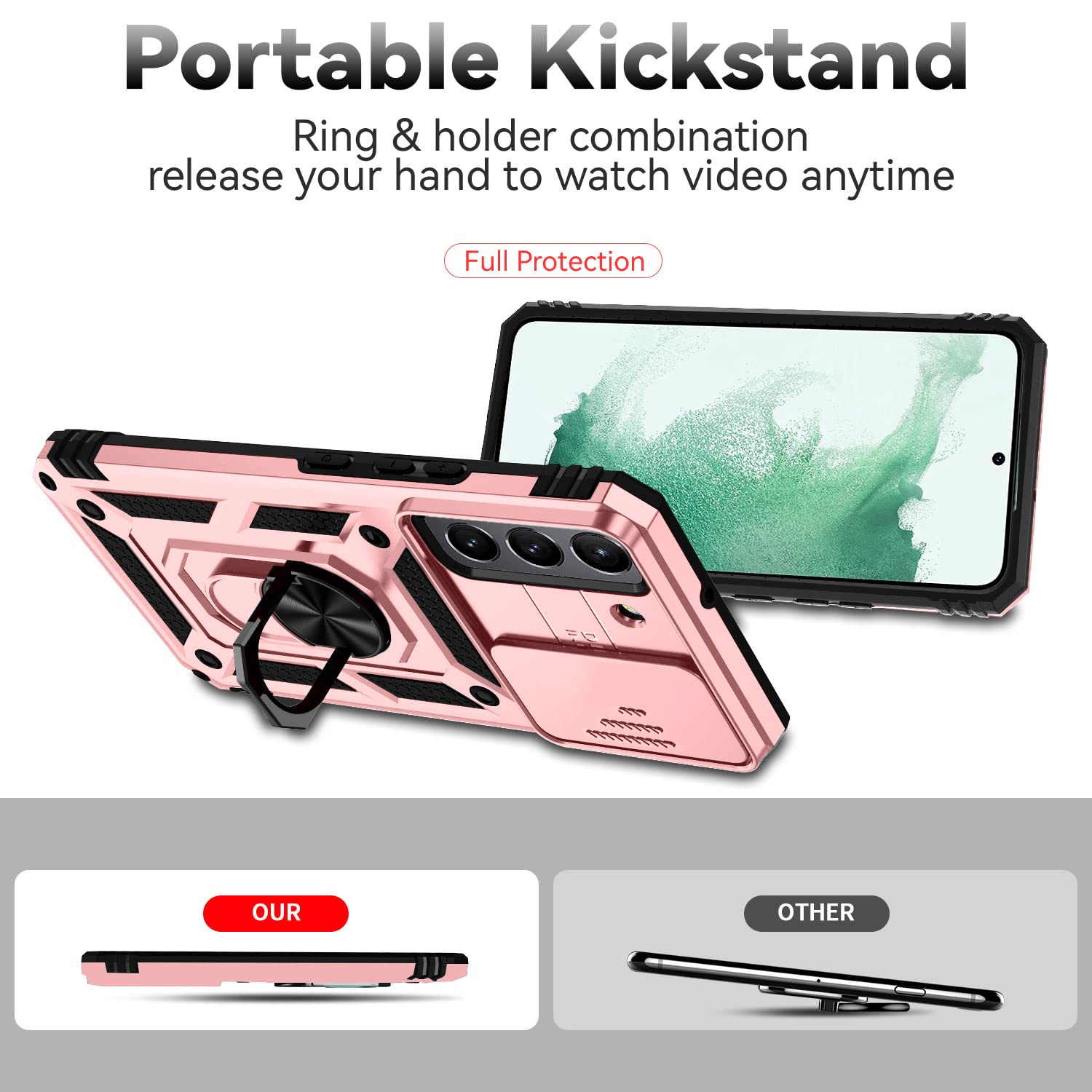 Janmitta Compatible With Samsung Galaxy S22 Case With Screen Protector[Not For S22+],Heavy Duty Shockproof Full Body Phone Cover