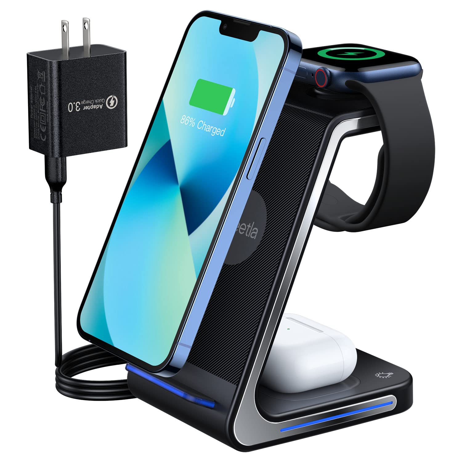 Wireless Charger, Weetla Wireless Charging Station, 3 in 1 Wireless Charging Stand for iPhone/iWatch/Airpods,for iPhone 13,12,11