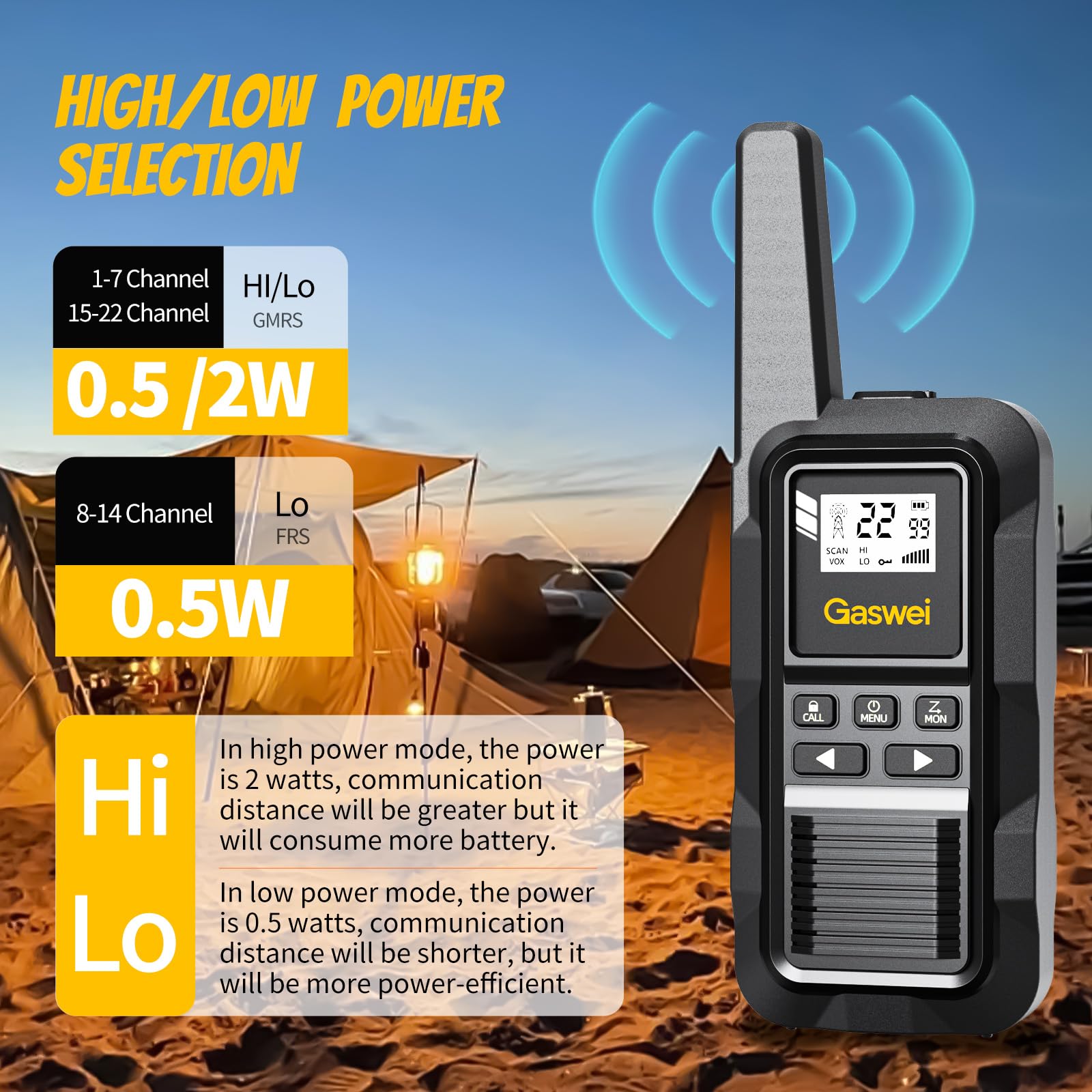 Gaswei G2Pro Heavy Duty Walkie Talkies 2 Watt  Waterproof, Shock Resistant, Long Range & Rechargeable Two Way Radio With Vox Lon