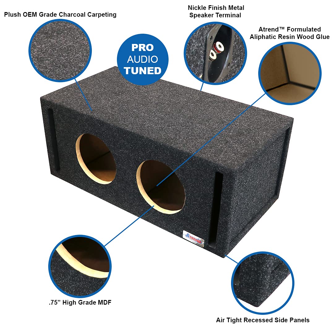 Atrend 8Dqv 8� Dual Vented Subwoofer/Speaker Enclosure Made In Usa, Gray