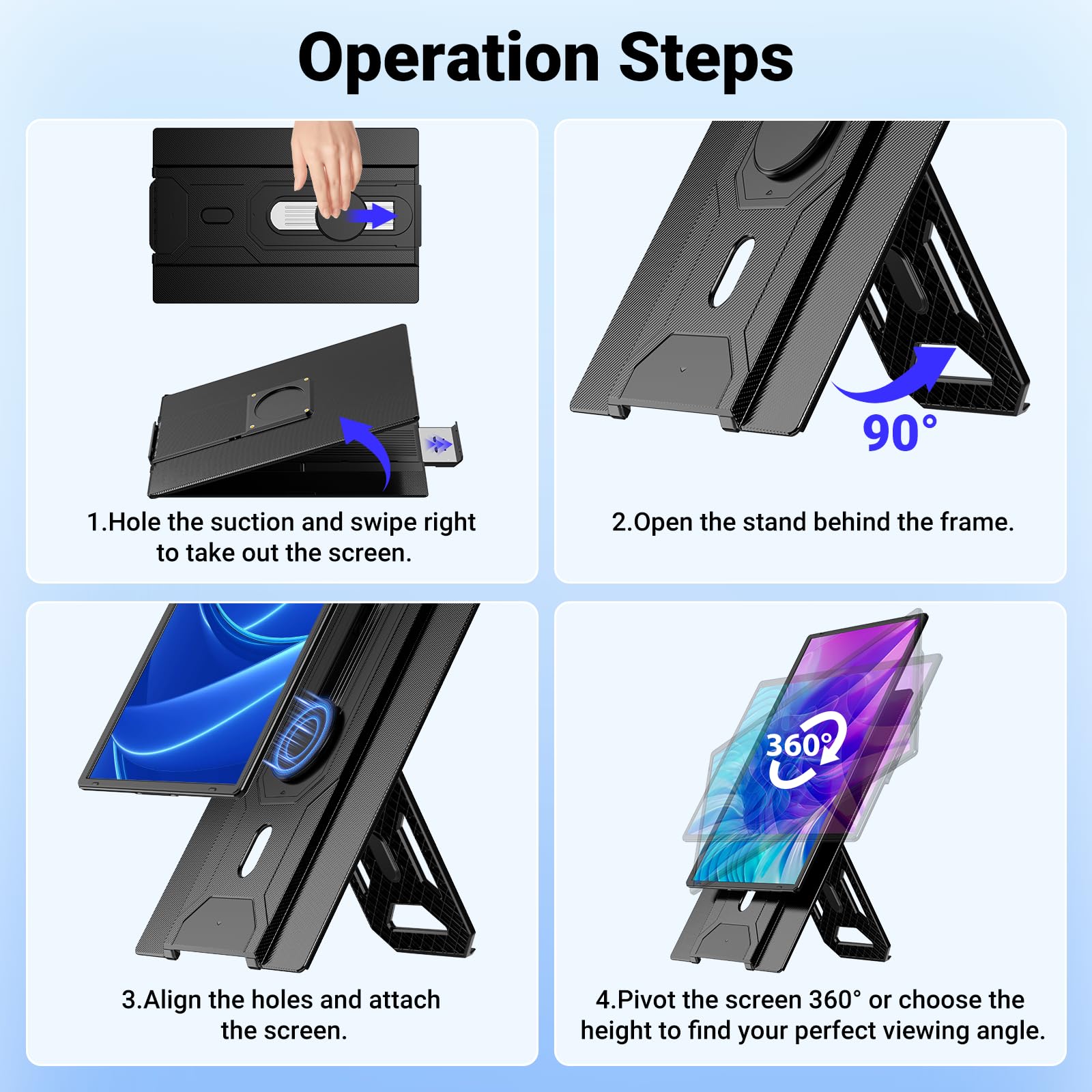 Ygretyrjh 16.1 Laptop Screen Extender, 1200P Fhd Portable Monitor For Laptop, 360 Rotating, Plug & Play, Detachable Stand, Heigh