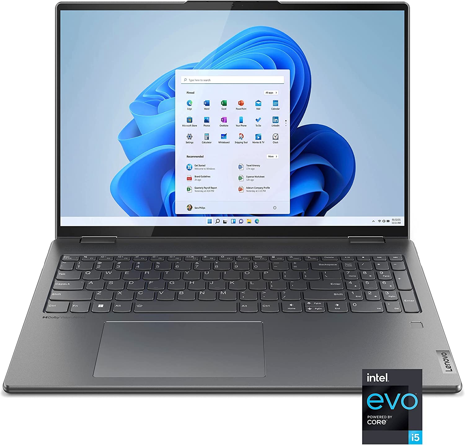 Lenovo Yoga 7I 16 Inch 2.5K Touchscreen (2560 X 1600) 2 In 1 Convertible Laptop Computer, Intel Evo Platform, Core I5 1240P, 8Gb
