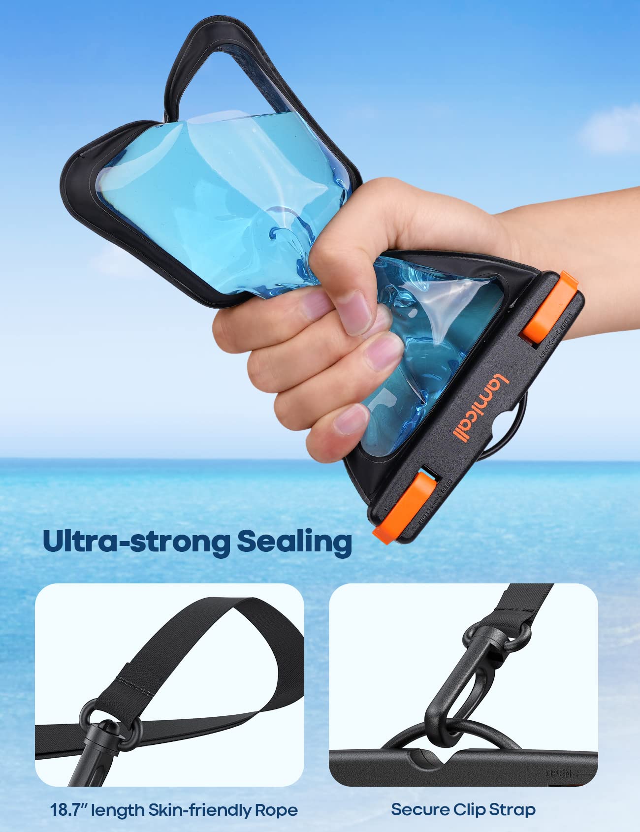 Lamicall [2 Pack] Waterproof Phone Pouch Case [Easy Lock & Heavy Duty] Ipx8 Water Proof Cell Phone Dry Bag For Iphone 16 15 14 1