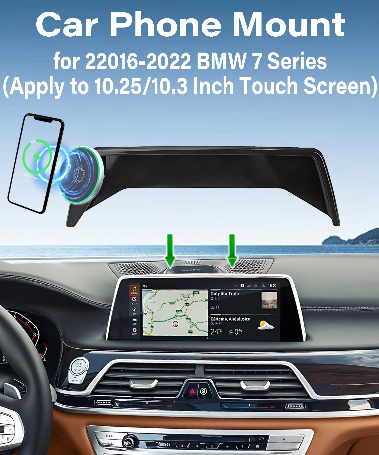 Abeeygeomarn Car Phone Holder For Bmw 7 Series 2016-2022 Accessories Apply To 10.25/10.3 Inch Touch Screen 15W Fast Wireless Cha