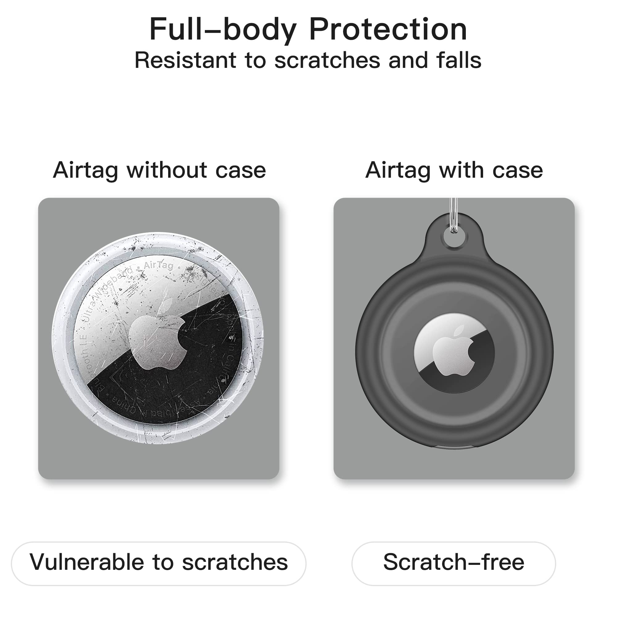 [2 Pack] Airtag Keychain For Apple Air Tag Holder Ipx8 Waterproof 360 Full Body Shockproof Protective Cover Case Scratch Resista