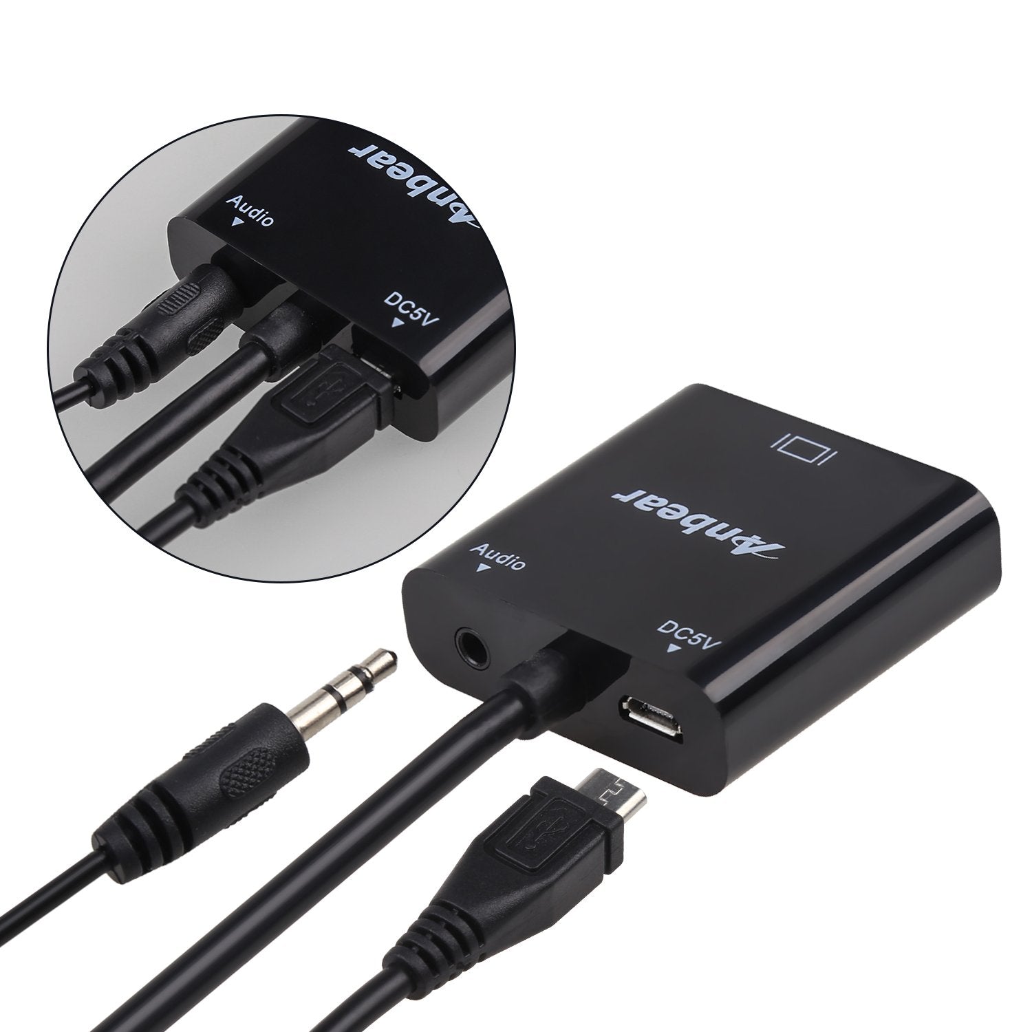 Anbear Hdmi To Vga With Audio, Gold-Plated Hdmi To Vga Adapter 2 Pack (Male To Female) Compatible For Computer, Desktop, Laptop,