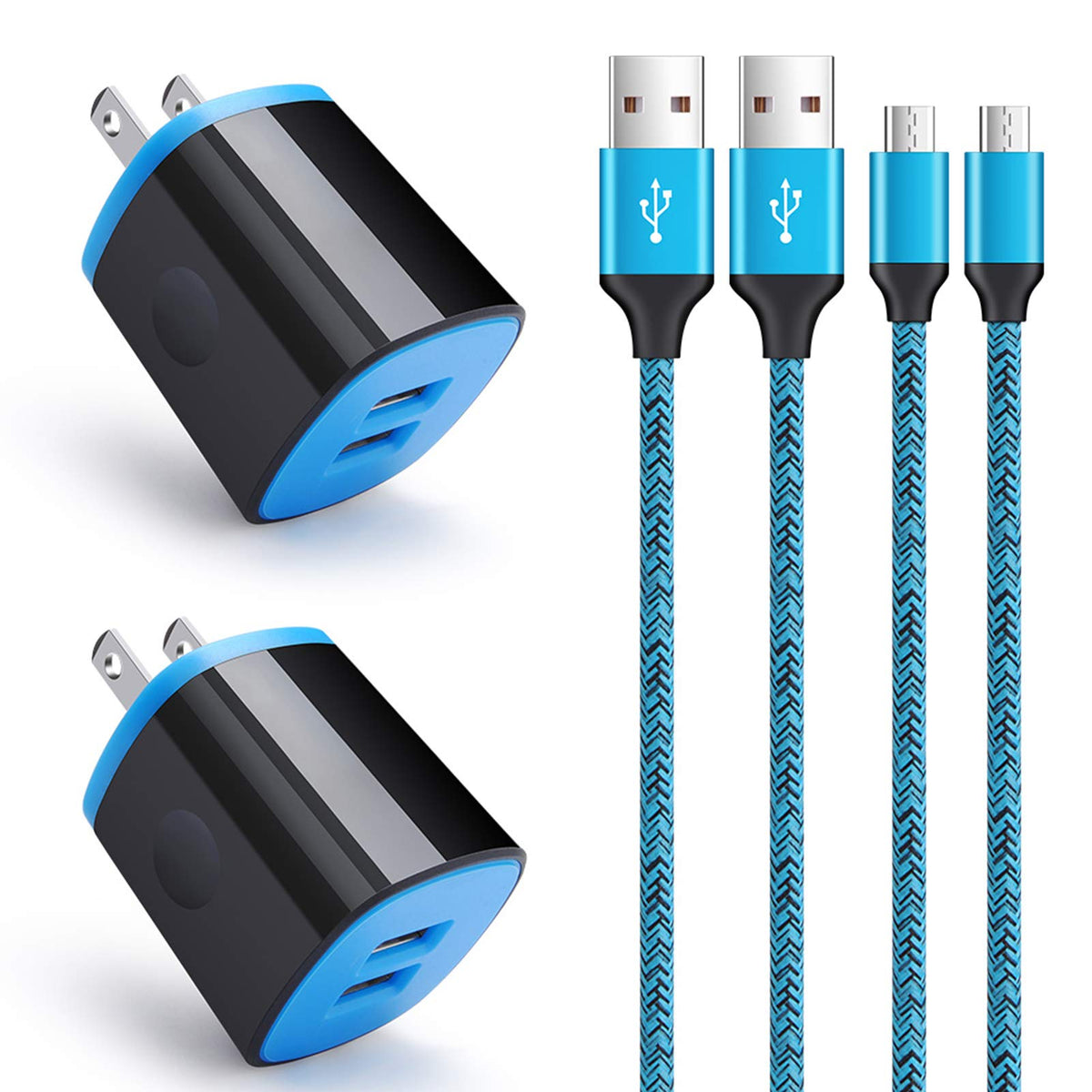 Android Phone Wall Charger Micro Usb Cable, Charger Head Charge Block With 6Ft Fast Charging Cord Compatible For Samsung Galaxy