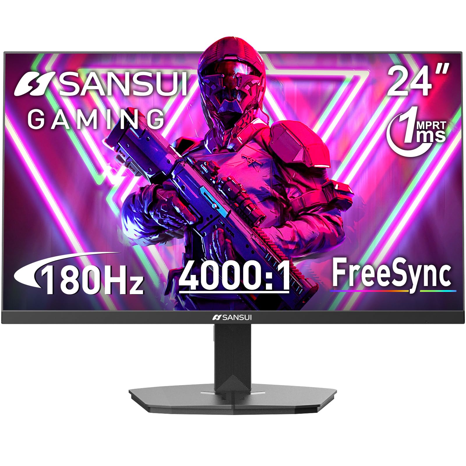 SANSUI 24 Inch Gaming Monitor 200Hz 180Hz 1Ms FreeSync HDR 110% sRGB FHD 1080P Computer Monitor HDMI DP Ports Eye Care Frameless