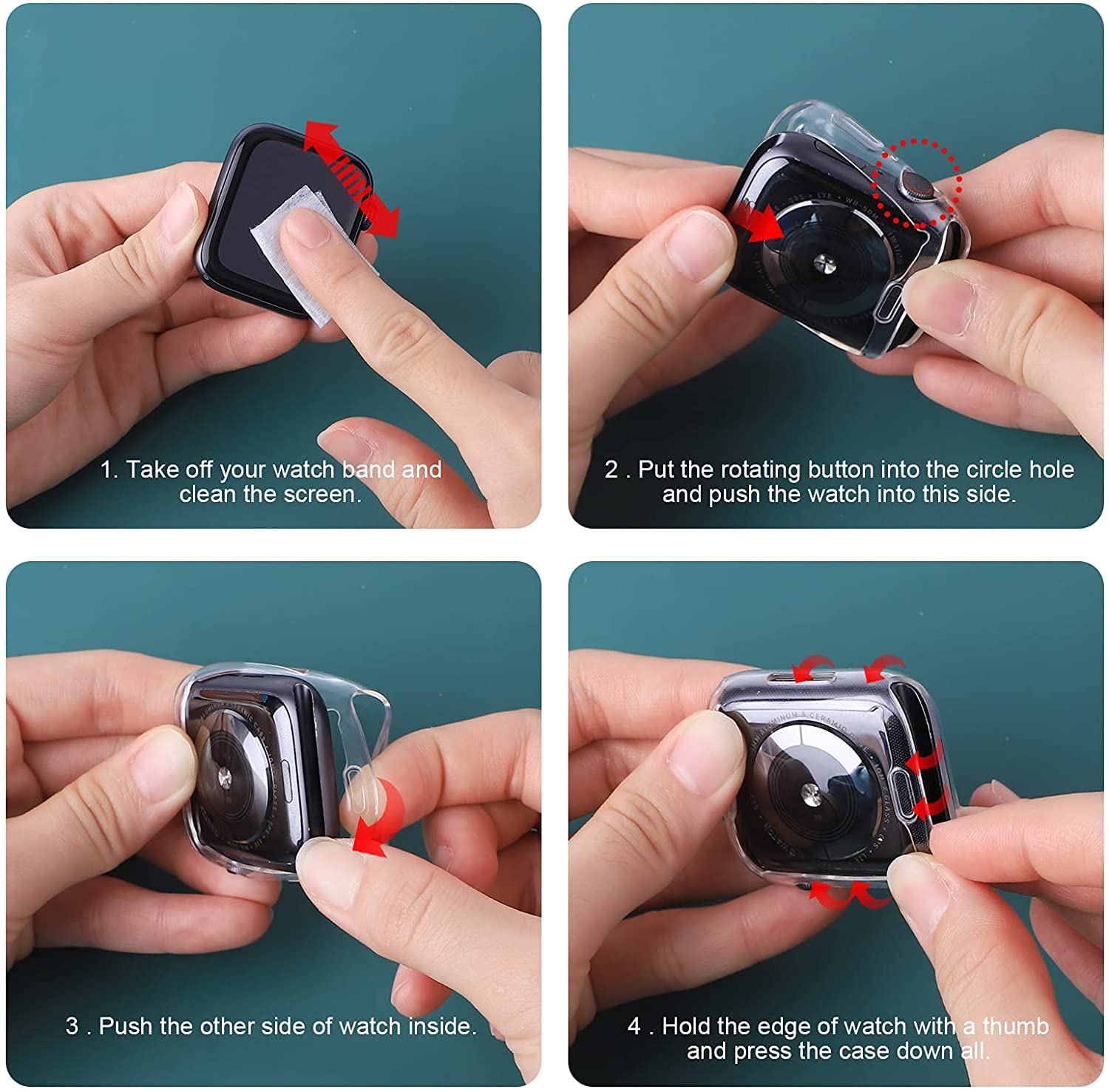 Hankn 2 Pack 41Mm Clear Screen Protector Case For Apple Watch Series 9 8 7 41Mm Case, Soft Tpu Full Coverage Front Protective Sh