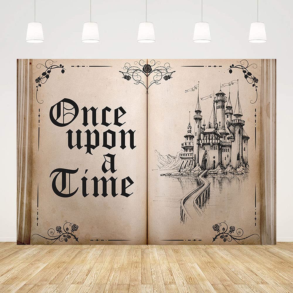 Ablin 8X6Ft Fairy Tale Books Backdrop Old Opening Book Once Upon A Time Ancient Castle Princess Romantic Story Photo Background