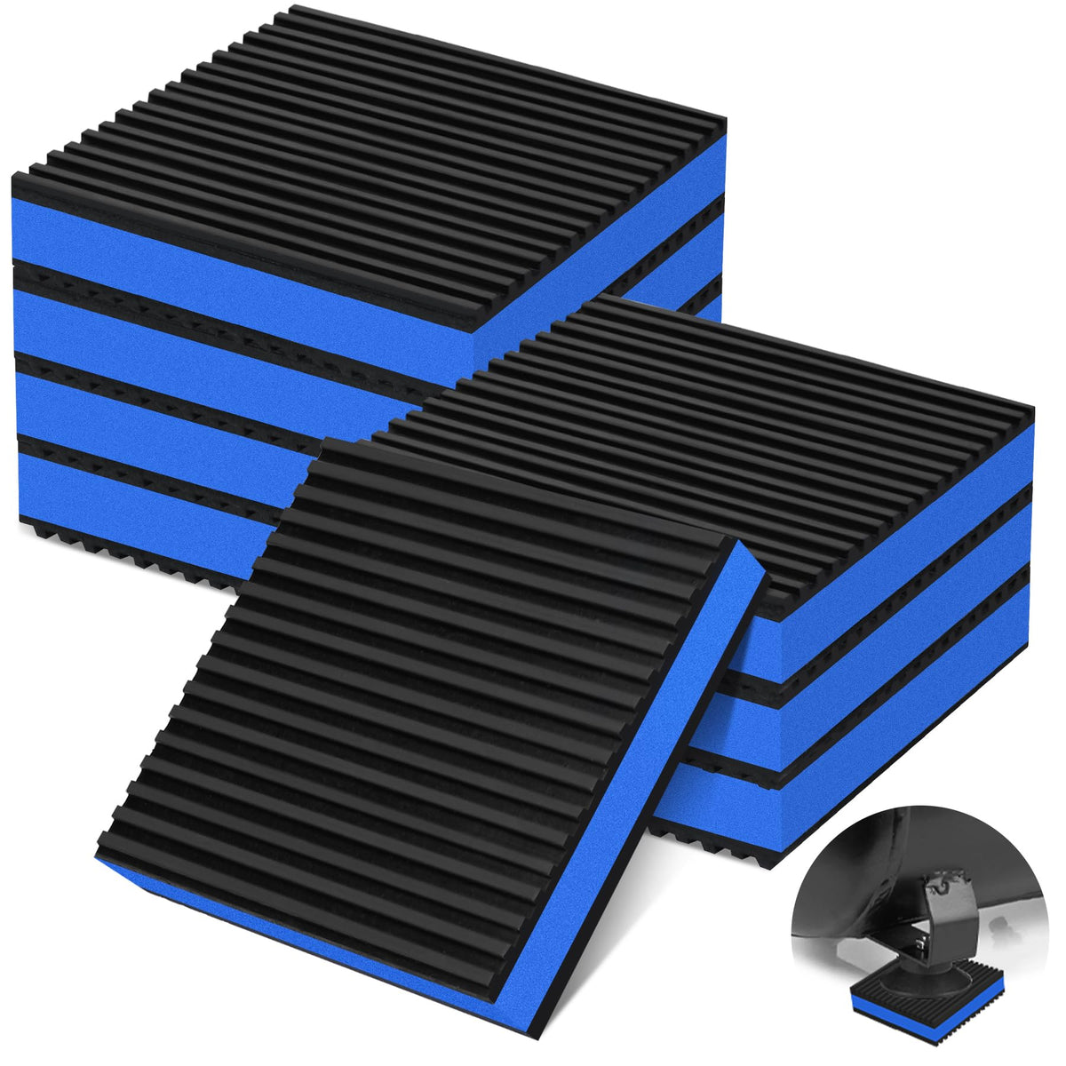 Phepetroll 8 Pack Anti Vibration Pads 4'' X 4'' X 7/8'' Sound Isolation Ribbed Rubber Mats With Eva Center, Heavy Duty Vibration