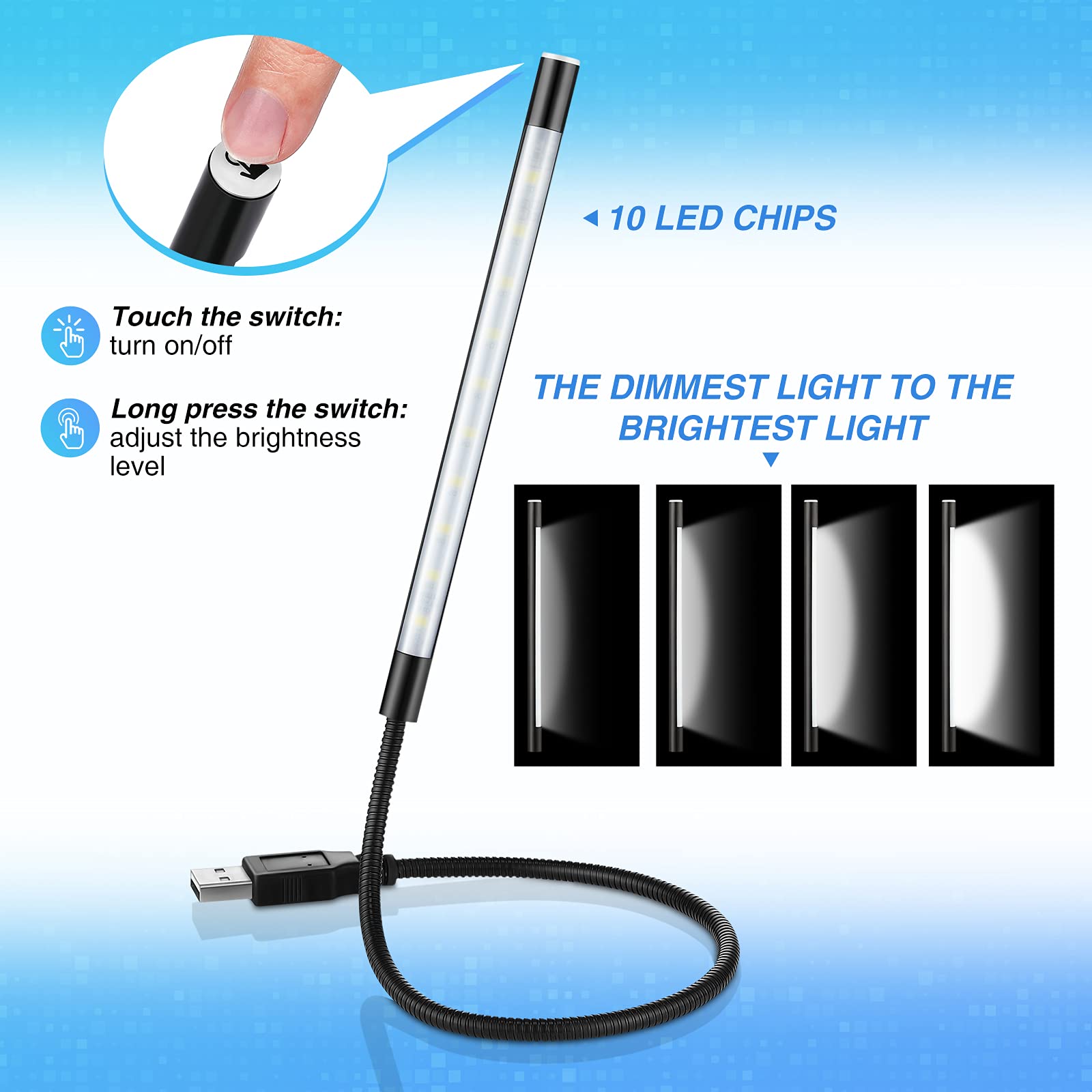 Mudder 2 Pieces Usb Led Light Usb Light For Laptop Keyboard Light Gooseneck Light Computer Light Flexible Stick Dimmable Led Lam