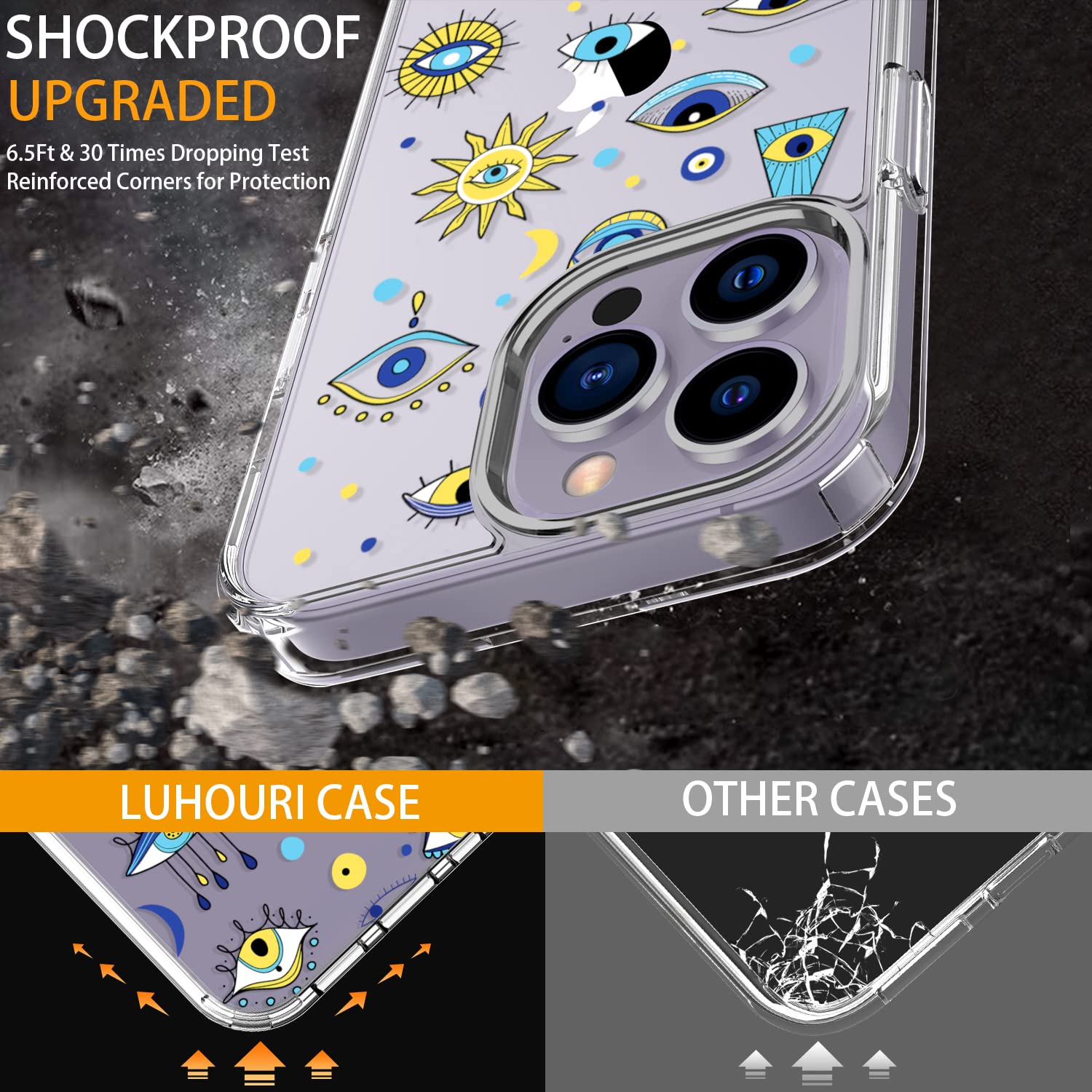 Luhouri Designed For Iphone 14 Pro Max Case With Screen Protector - Slim Fit, Sturdy Clear Acrylic Cover For Women And Girls - P