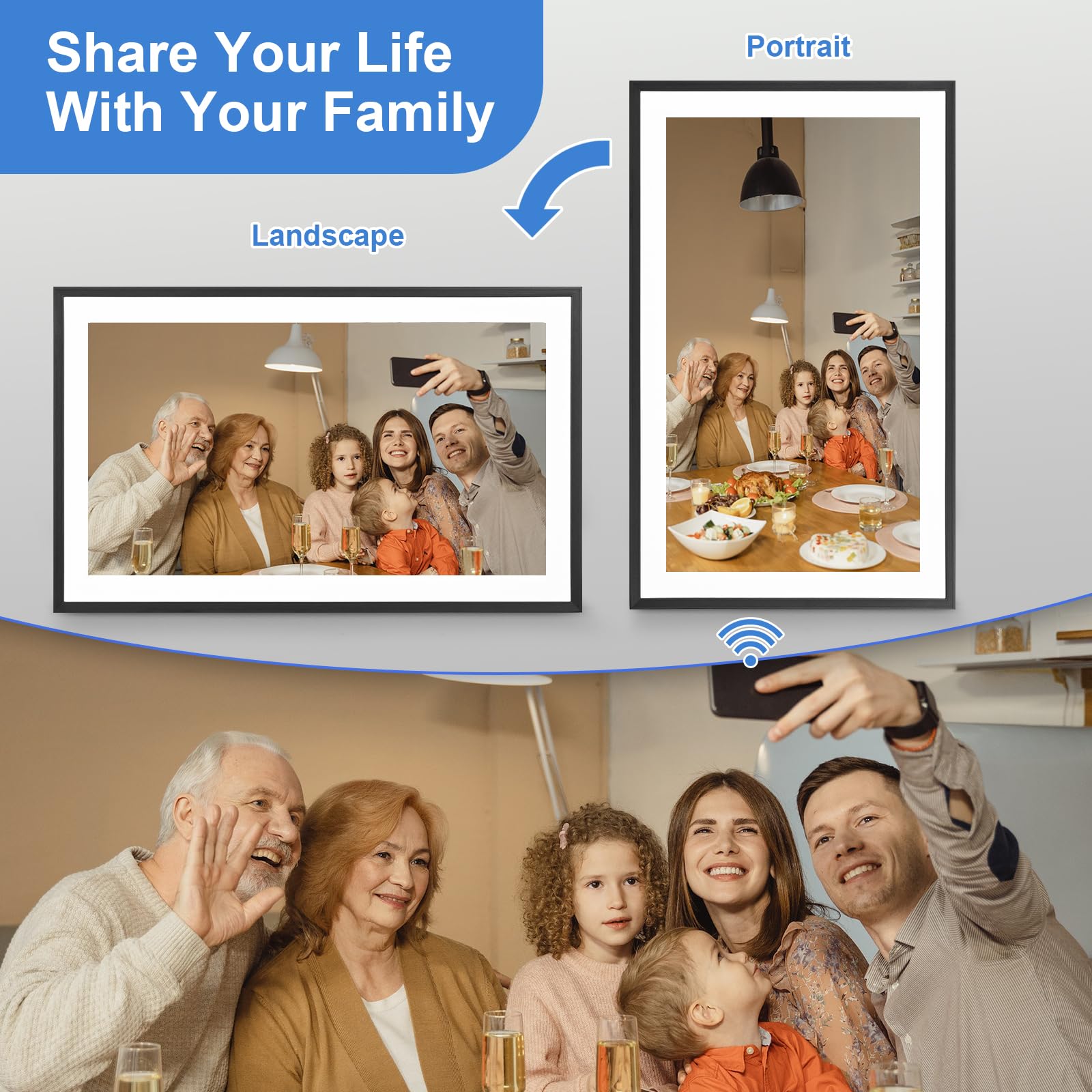 Digital Picture Frame 32G Wifi   15.6 Inch Digital Photo Frame With 1920 * 1080 Ips Fhd Touch Screen. Auto Rotate Electronic Pic