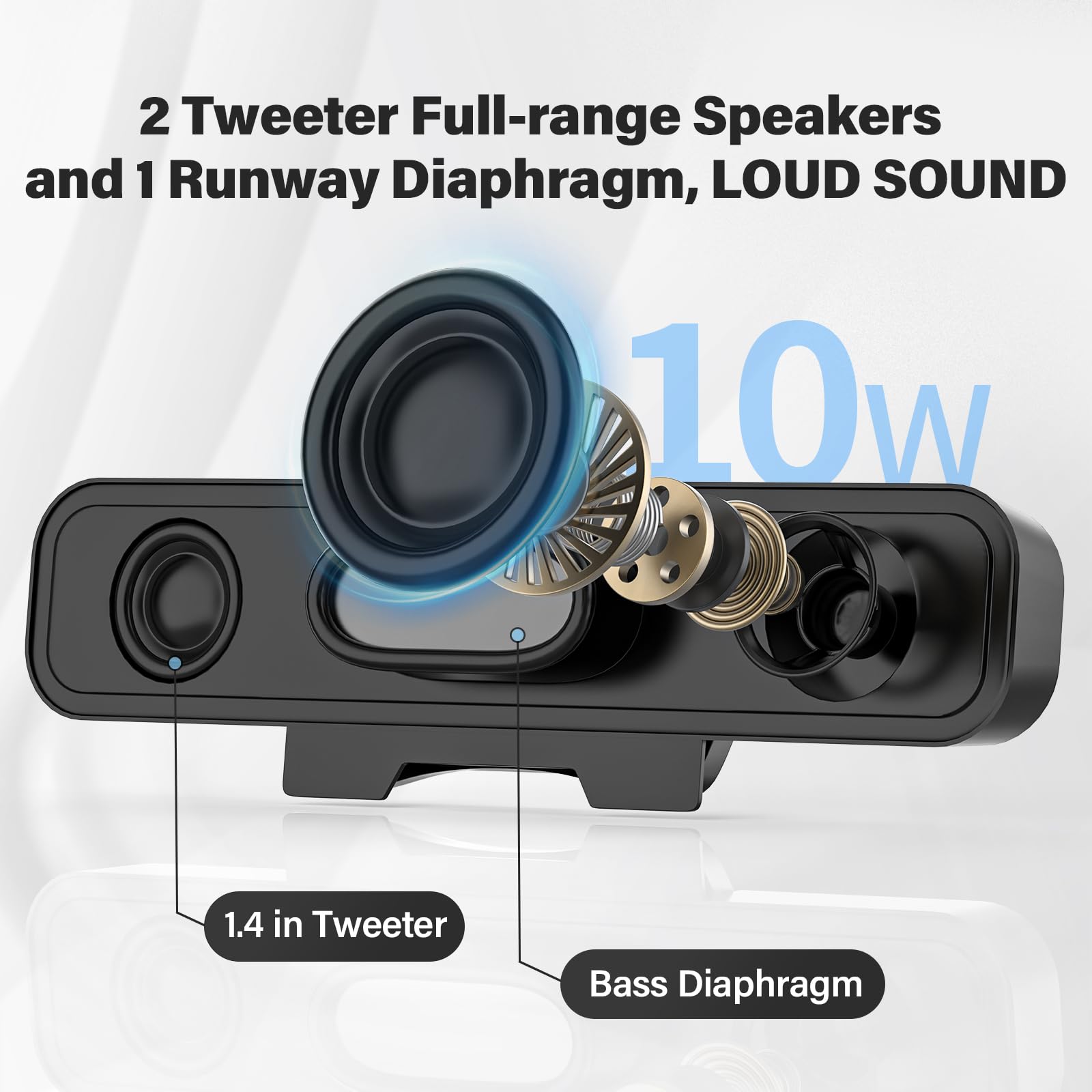 Ogupgx Computer Speakers For Desktop Pc, Monitor Speakers For Laptop,Pc Speakers With Loud Sound,Volume Control Easily Clamps To