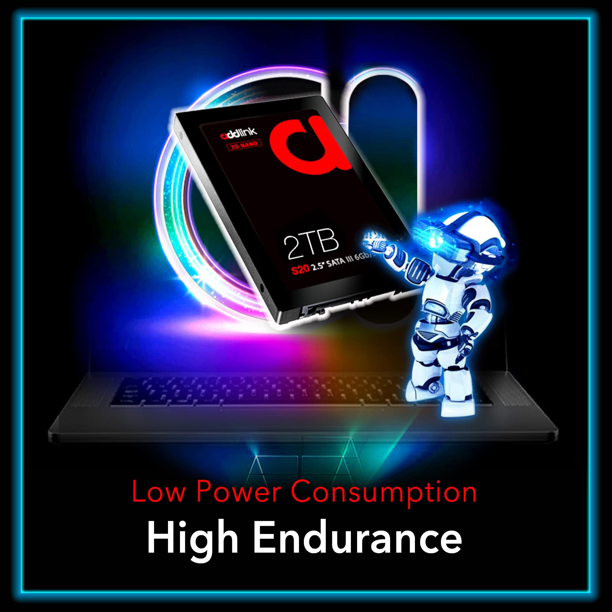 Addlink S20 2Tb Ps4 Compatible Sata Iii 2.5'' Inch Extreme Quality Internal Ssd 550Mb/S Maximum Speed, Perfect Hdd Replacement/U