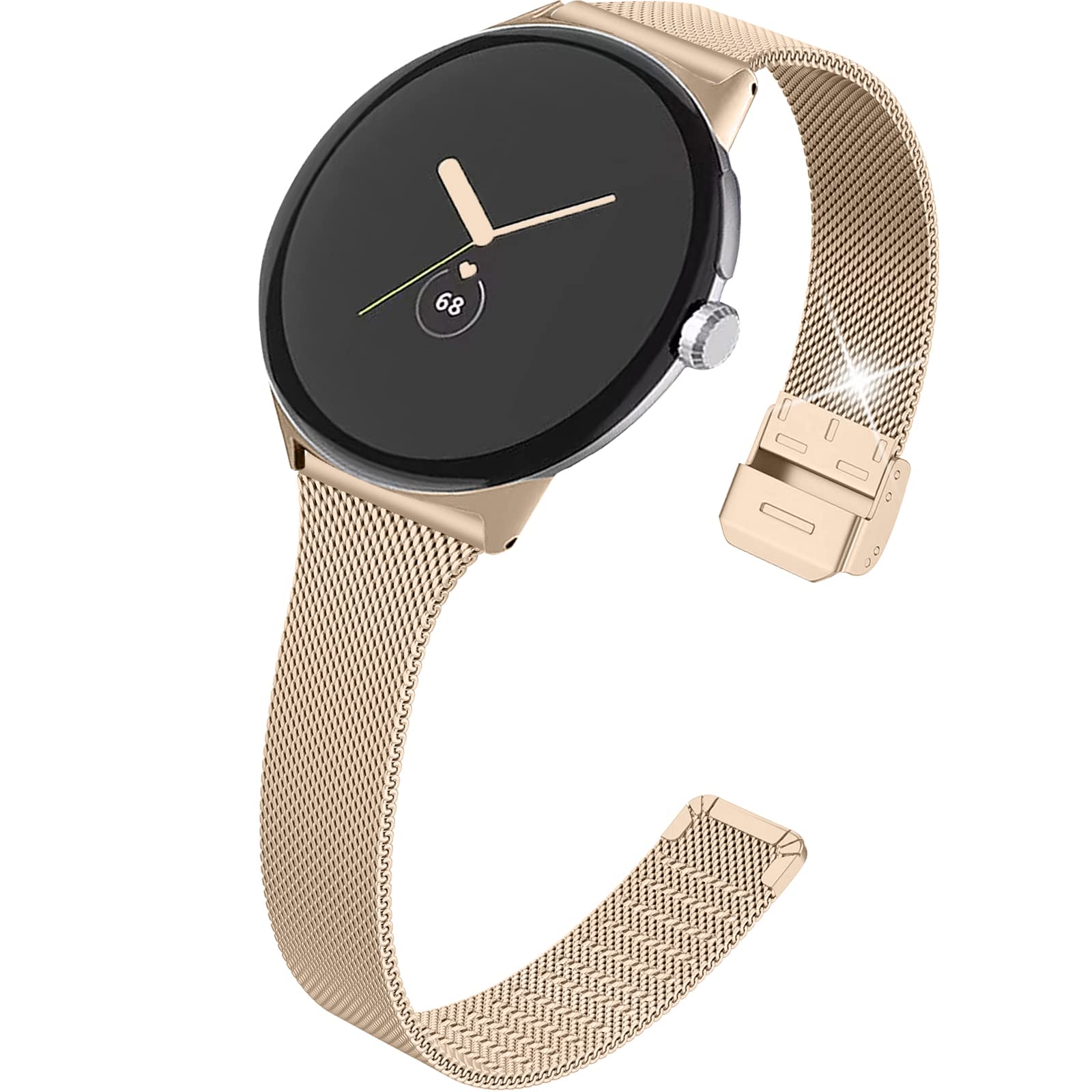 Ninki Slim Metal Band Compatible With Google Pixel Watch 3 41Mm / Pixel Watch 2 For Women Men - No Gap Thin Replacement Wristban