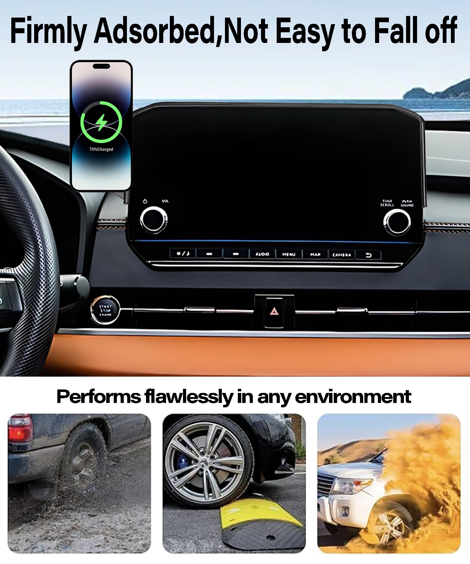 Abeeygeomarn Car Phone Holder For 2022-2024 Mitsubishi Outlander Accessories Apply To 9 Inch Touch Screen Fixed Clip 15W Fast Wi