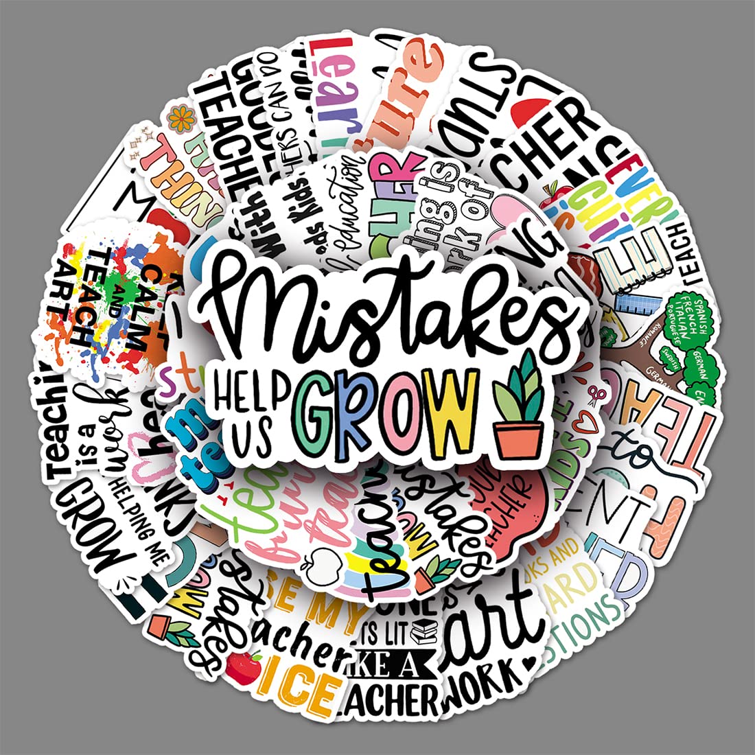 100 Pcs Teacher Stickers, Vinyl Waterproof Teachers Day Gift Card Stickers For Water Bottles, Laptop, Notebook, Cell Phone, Lugg