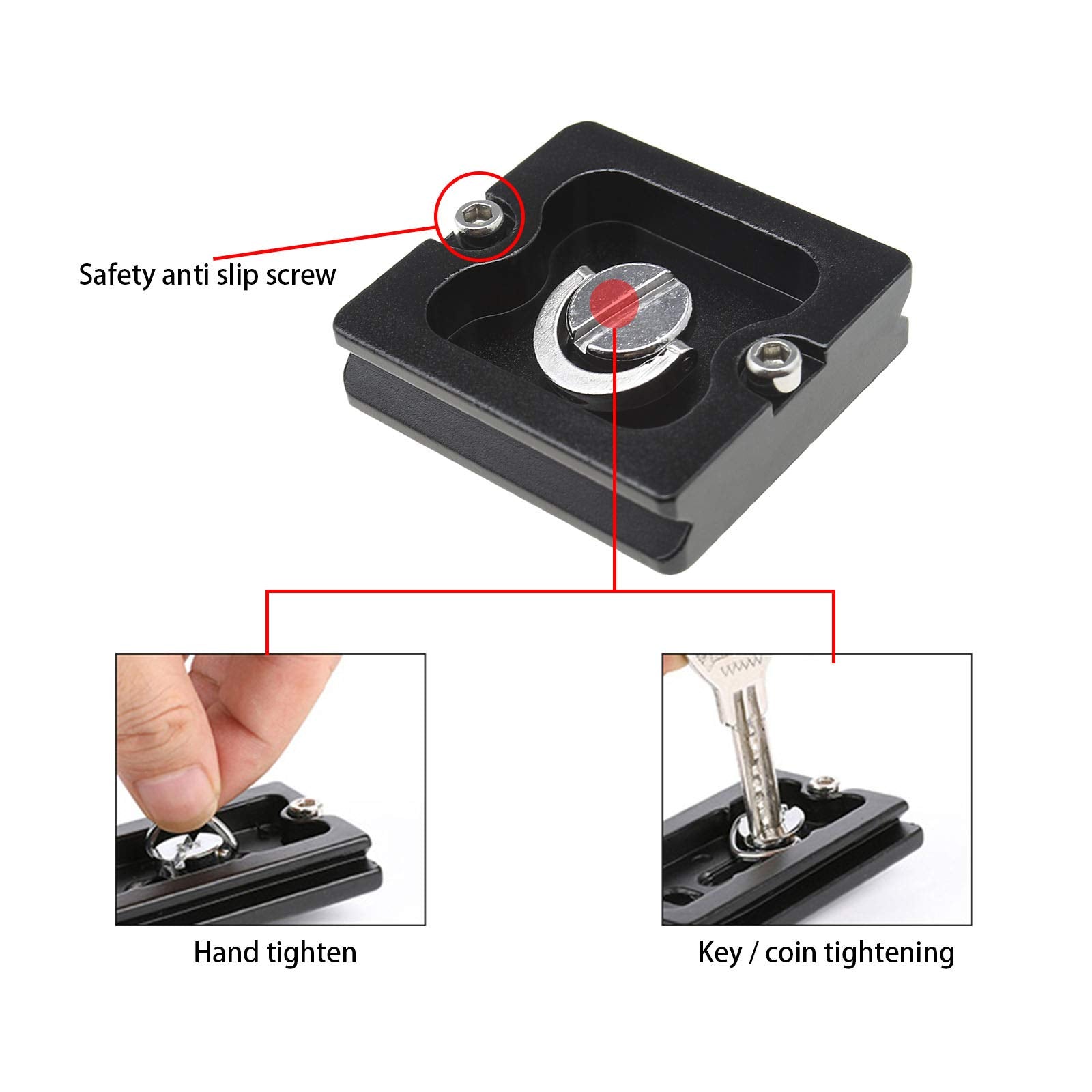 Micro Traders 2Pcs 40Mm Quick Release Plates Pu40 Camera Camcorder Tripod Ballhead Qr Plate Holder With 1/4Inch Screw Universal