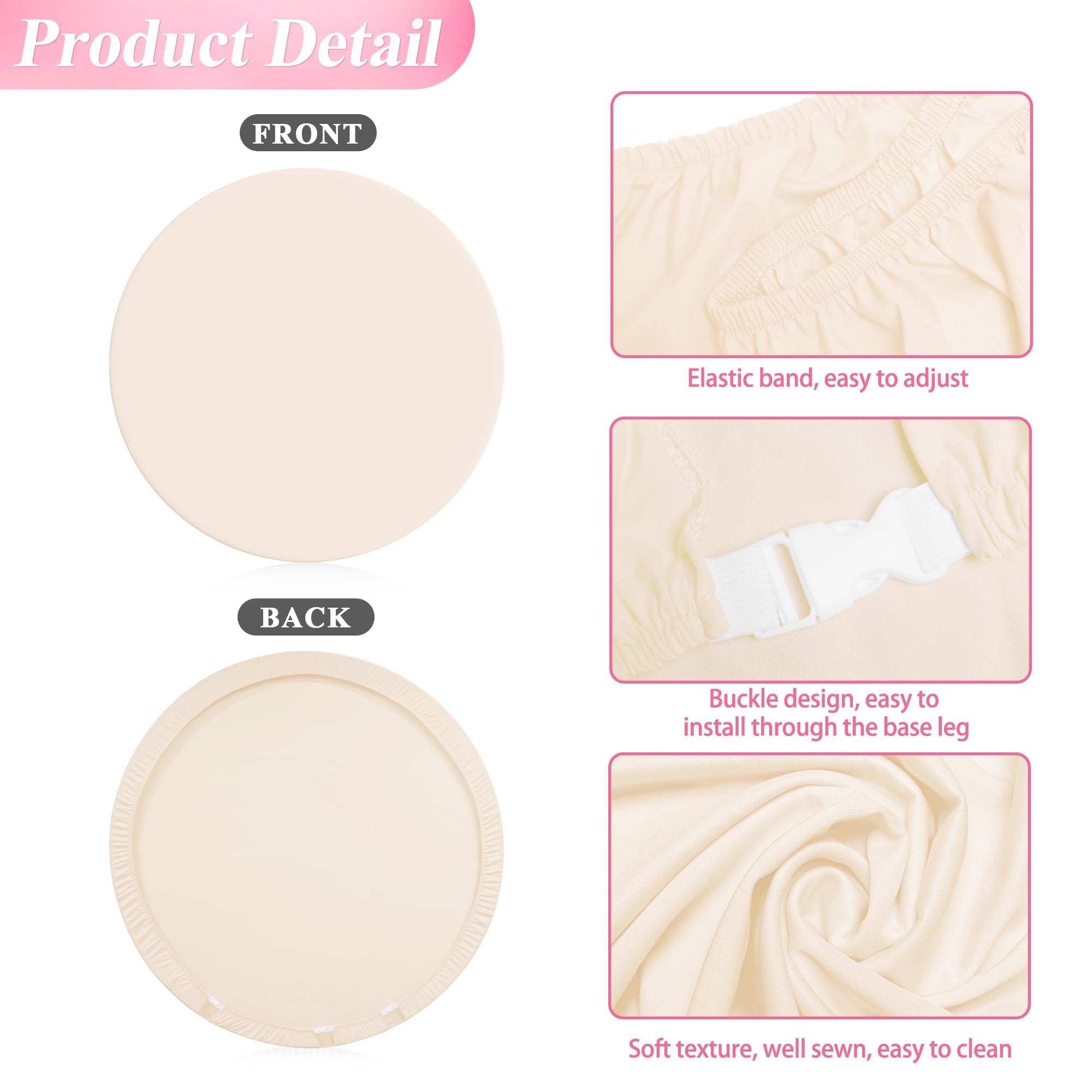 Wokceer 6Ft Round Backdrop Cover Beige Round Arch Covers With Buckles Polyster Circle Balloon Arch Stand Cover For Wedding Birth