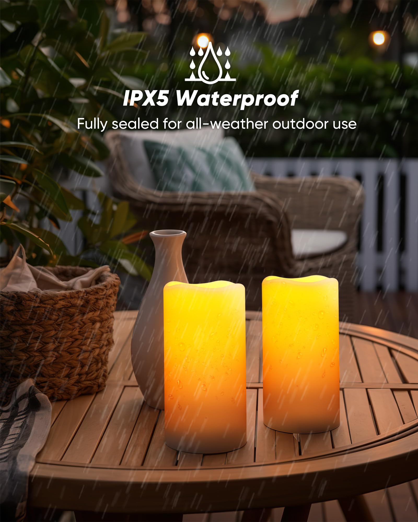 Homemory Solar Candles Outdoor Waterproof, Rechargeable Candles, Solar Powered Flameless Candles For Outdoor, Lanterns, Sensor O