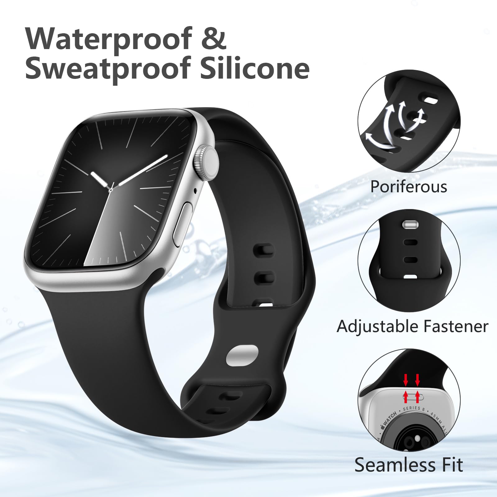 Imivio Sport Band Compatible With Apple Watch Band 44Mm 38Mm 40Mm 41Mm 42Mm 45Mm 49Mm For Women Men, Soft Silicone Waterproof Re