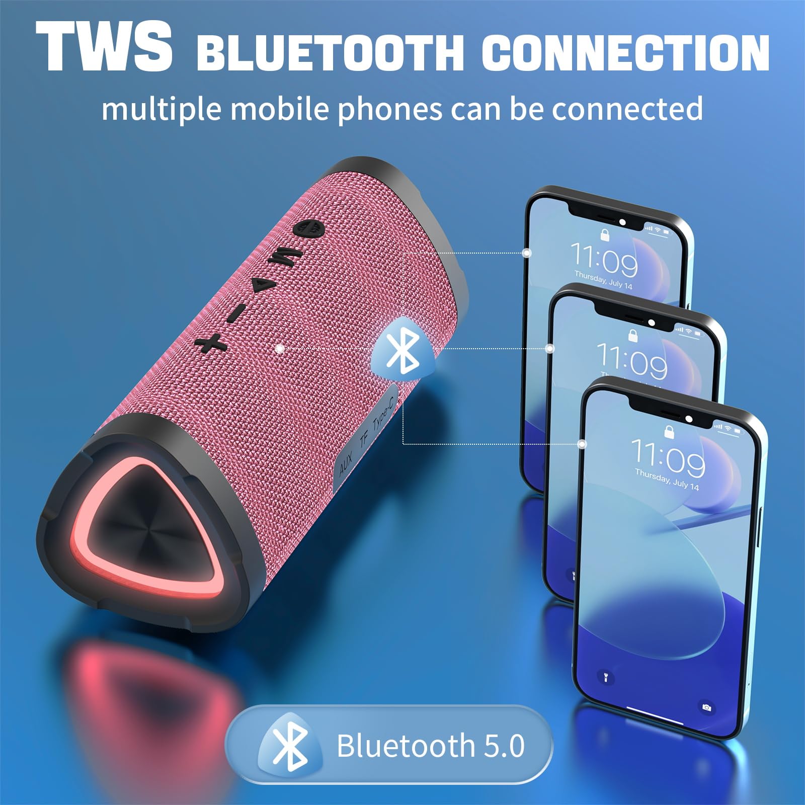 Vanzon Bluetooth Speakers V40 Portable Wireless Speaker V5.0 With 24W Loud Stereo Sound, Tws, 24H Playtime & Ipx7 Waterproof, Su