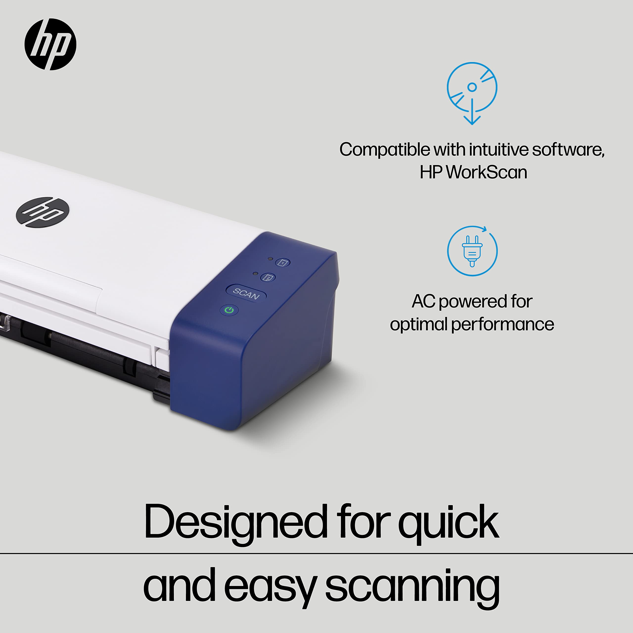 Hp Compact Desktop Duplex Usb Mobile Document & Photo Scanner With Auto-Feed Tray For Portable 2-Sided Digital Scanning, Model H