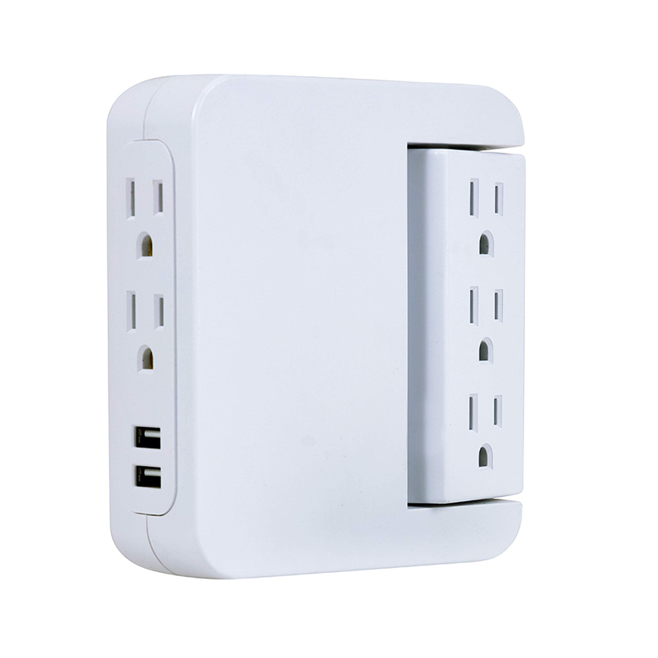 Ge Pro Side Access Swivel Surge Protector, 2 Pack, 5 Outlet Extender With 2 Usb Ports, Wall Tap Adapter, Charging Station, 3 Pro