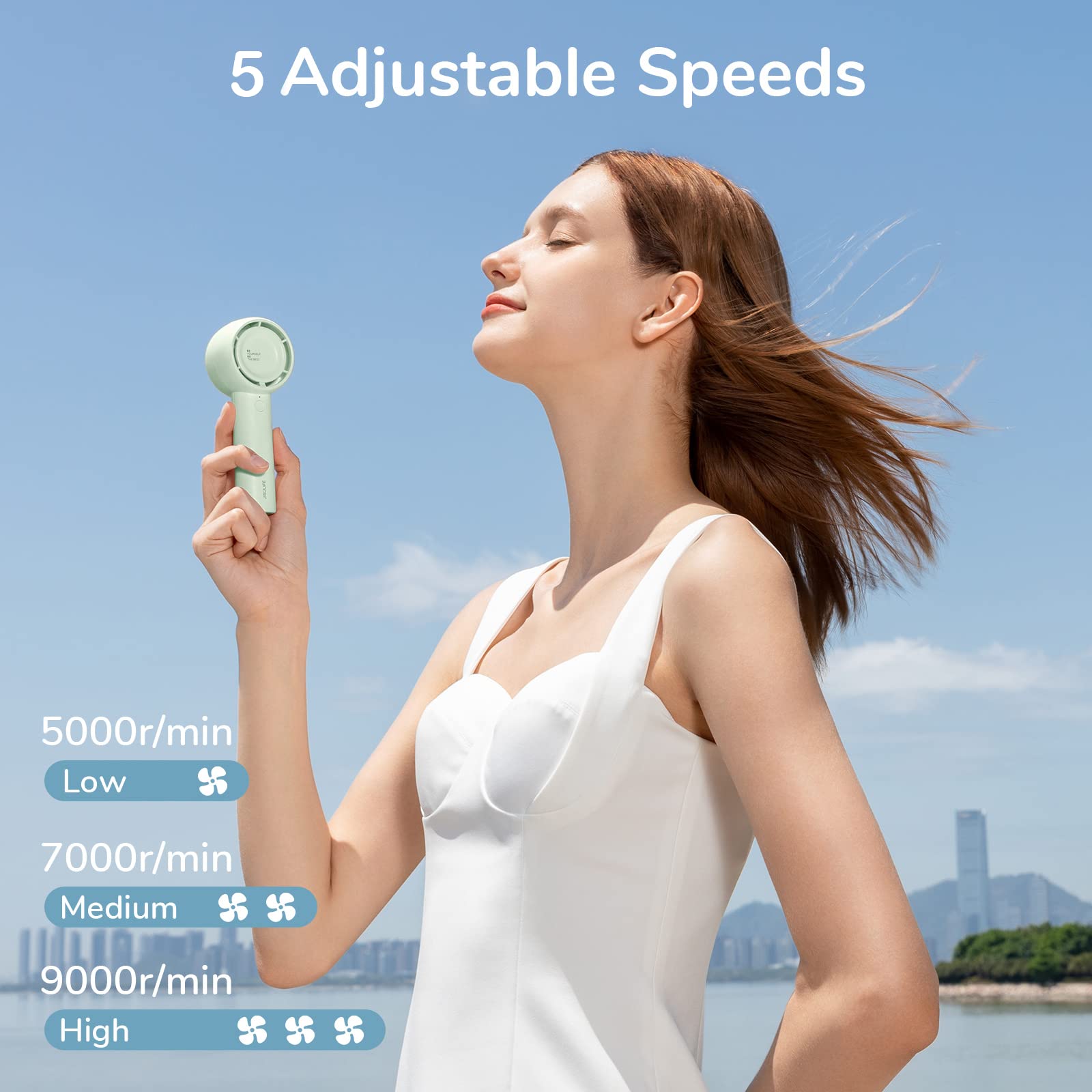 Jisulife Handheld Portable Fan, Bladeless Mini Fan, Personal Small Hand Fan With 4500Mah, 18H Max Cooling Time, Usb Rechargeable