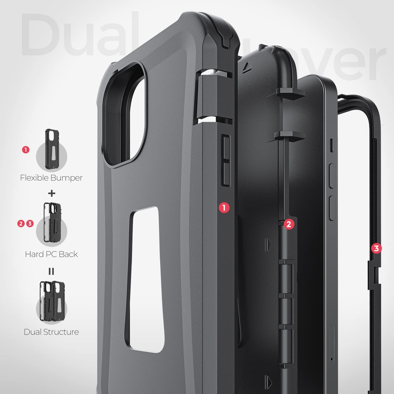Oribox Case Compatible With Iphone 13 Pro Case, Heavy Duty Shockproof Anti Fall Case With Belt Clip
