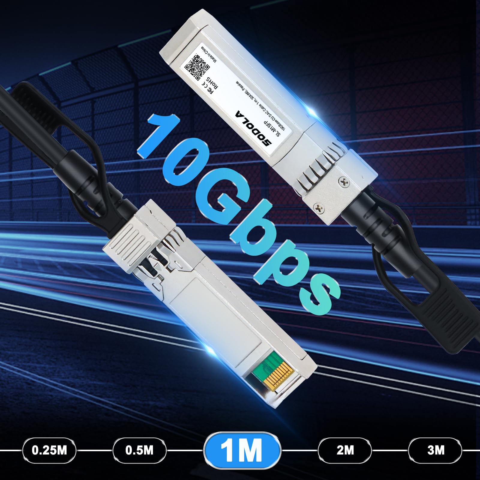 Sodola Sfp+ Dac Twinax Cable,10G Sfp+ To Sfp+ Direct Attach Copper Patch Passive Cable For Cisco Sfp H10Gb Cu1M, Meraki Ma Cbl T