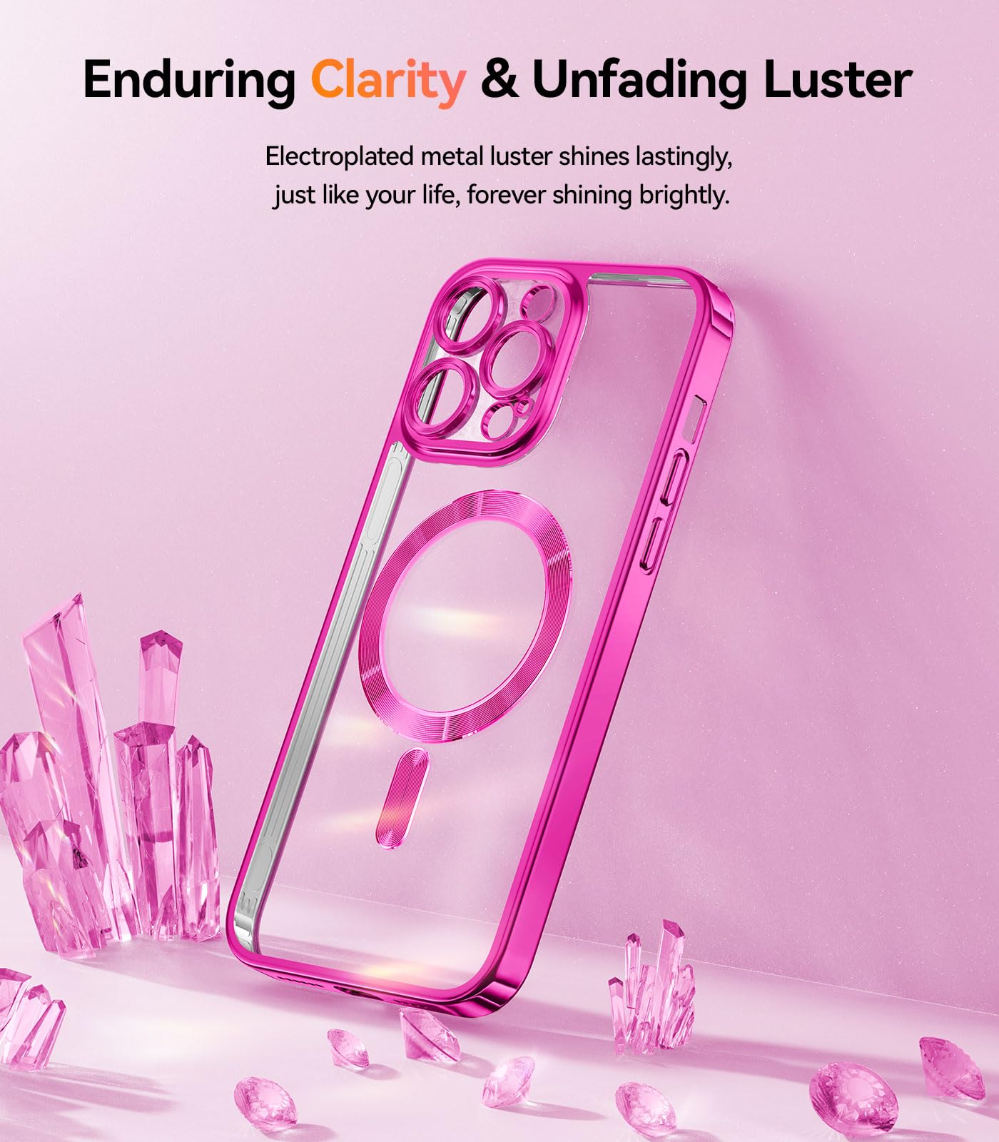 Meifigno Candy Mag Series Case Designed For Iphone 14 Pro Max, [Compatible With Magsafe][Glitter Card & Wrist Strap] Full Camera