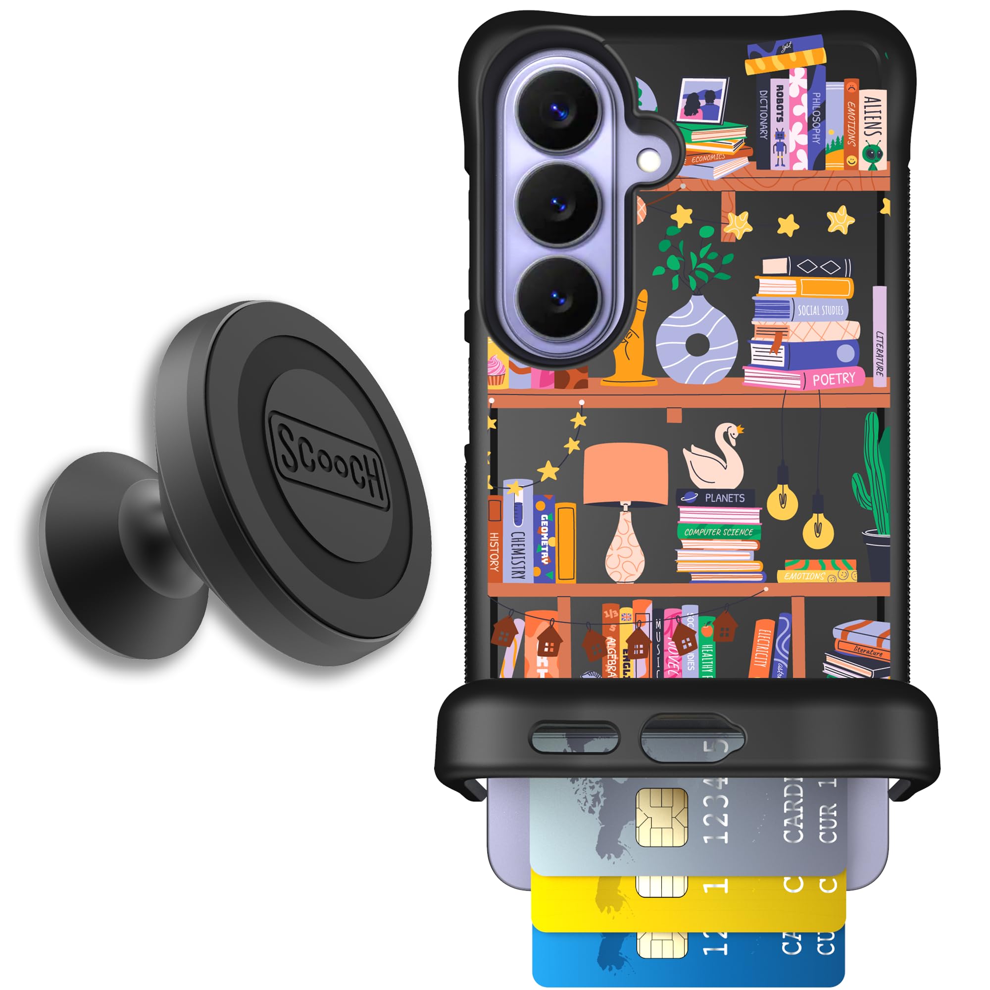 Scooch for Samsung Galaxy S26 Case with Card Holder, Wingmate Wallet Case with Hidden Card Slot and RFID Protection, Starter Bun