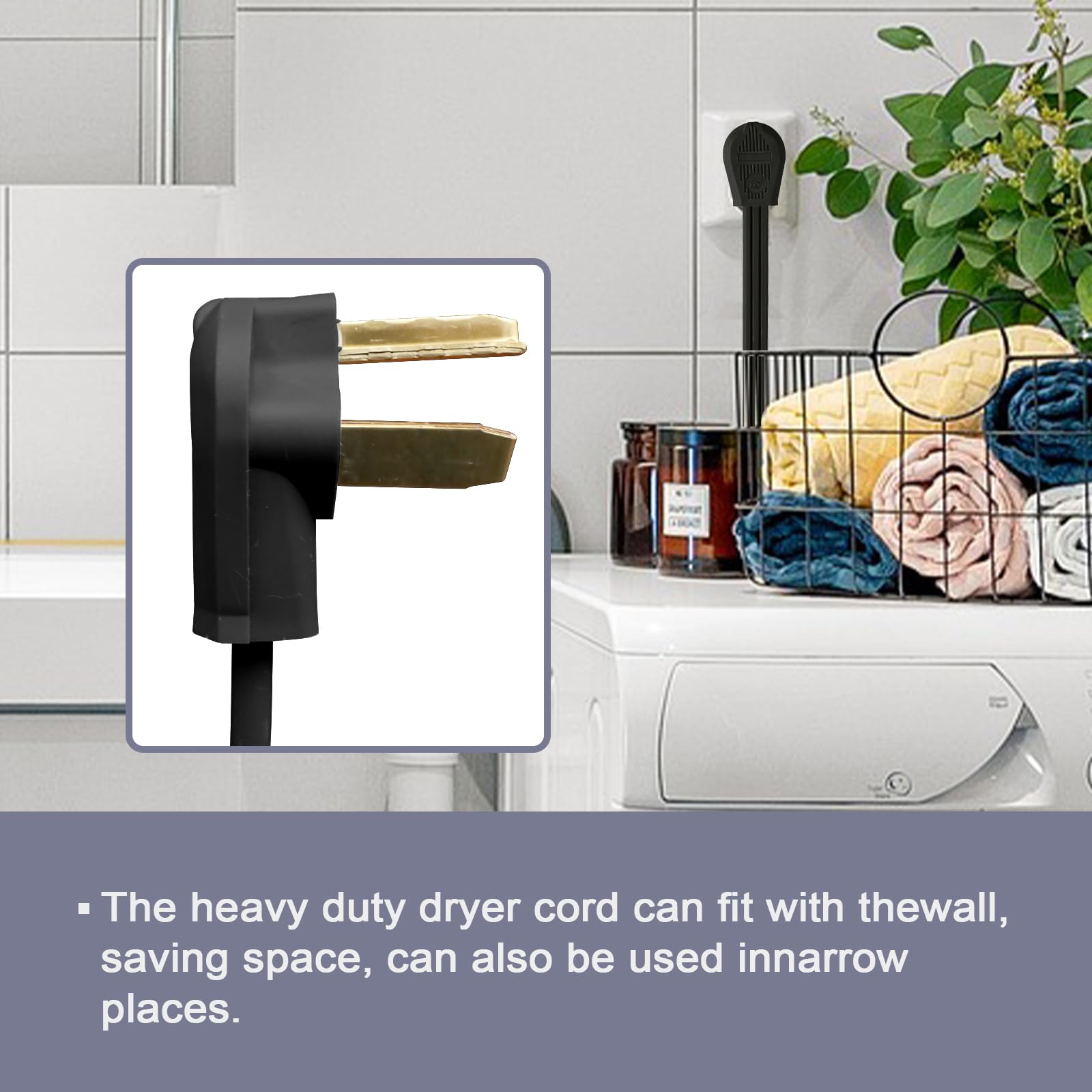 Ep 3 Prong Dryer Cord, 6 Ft 10/3 Srdt, 30Amp Appliance Extension Power Cord, Nema 14 30, Black