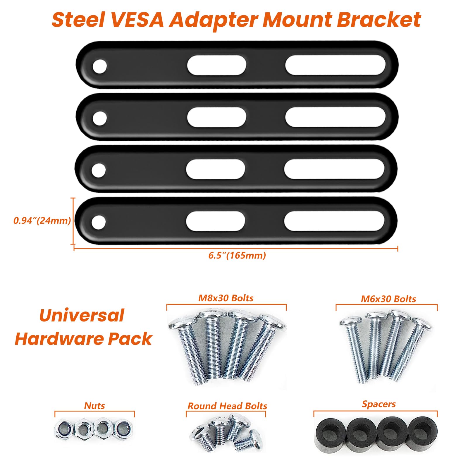 PUTORSEN VESA Adapter Mount Bracket Kit for Screens 32 to 55 inch LCD LED TV, TV Mount Adapter Bracket Upgrade Mounting Holes up to 400x400 mm, Black