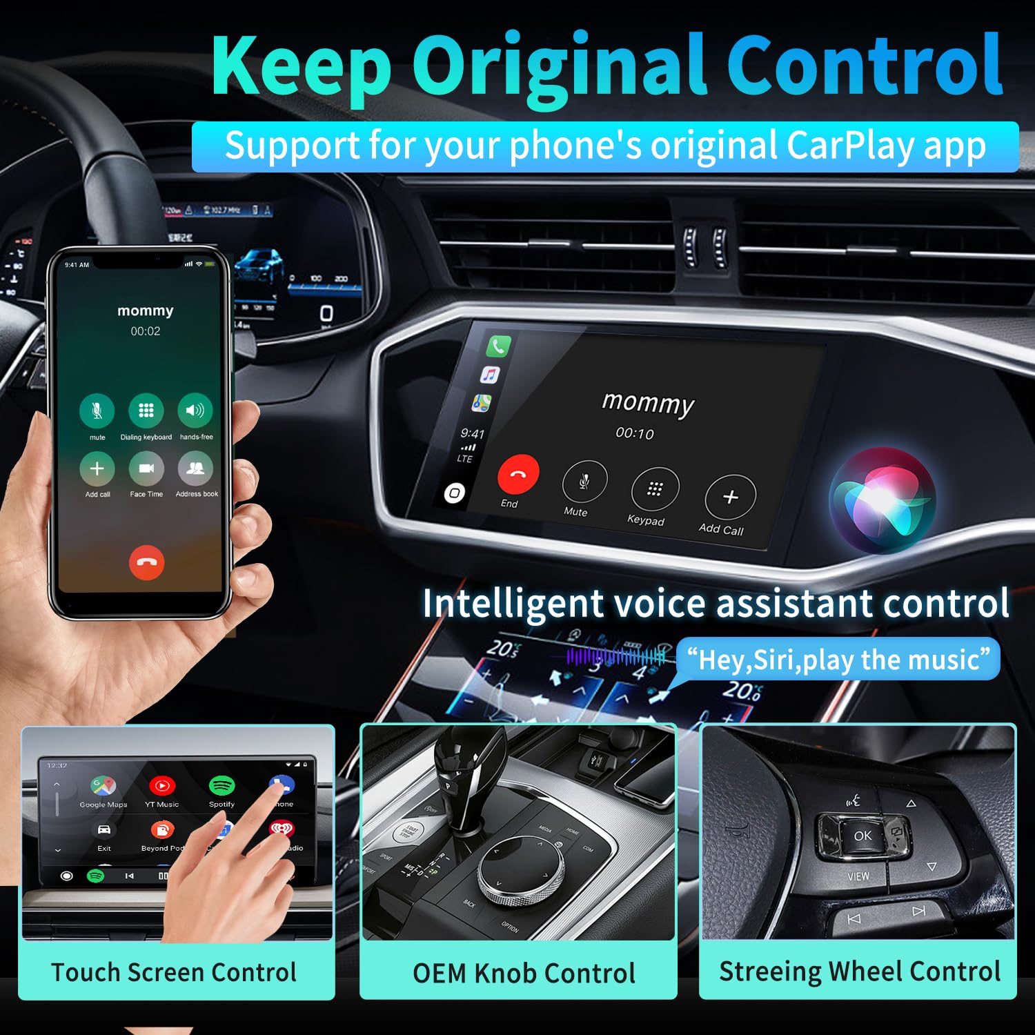 Ffqqi Carplay Wireless Adapter 2024 Upgraded, Converts Wired To Wireless Carplay Dongle, 4S Connection Plug & Play Car Play Wire