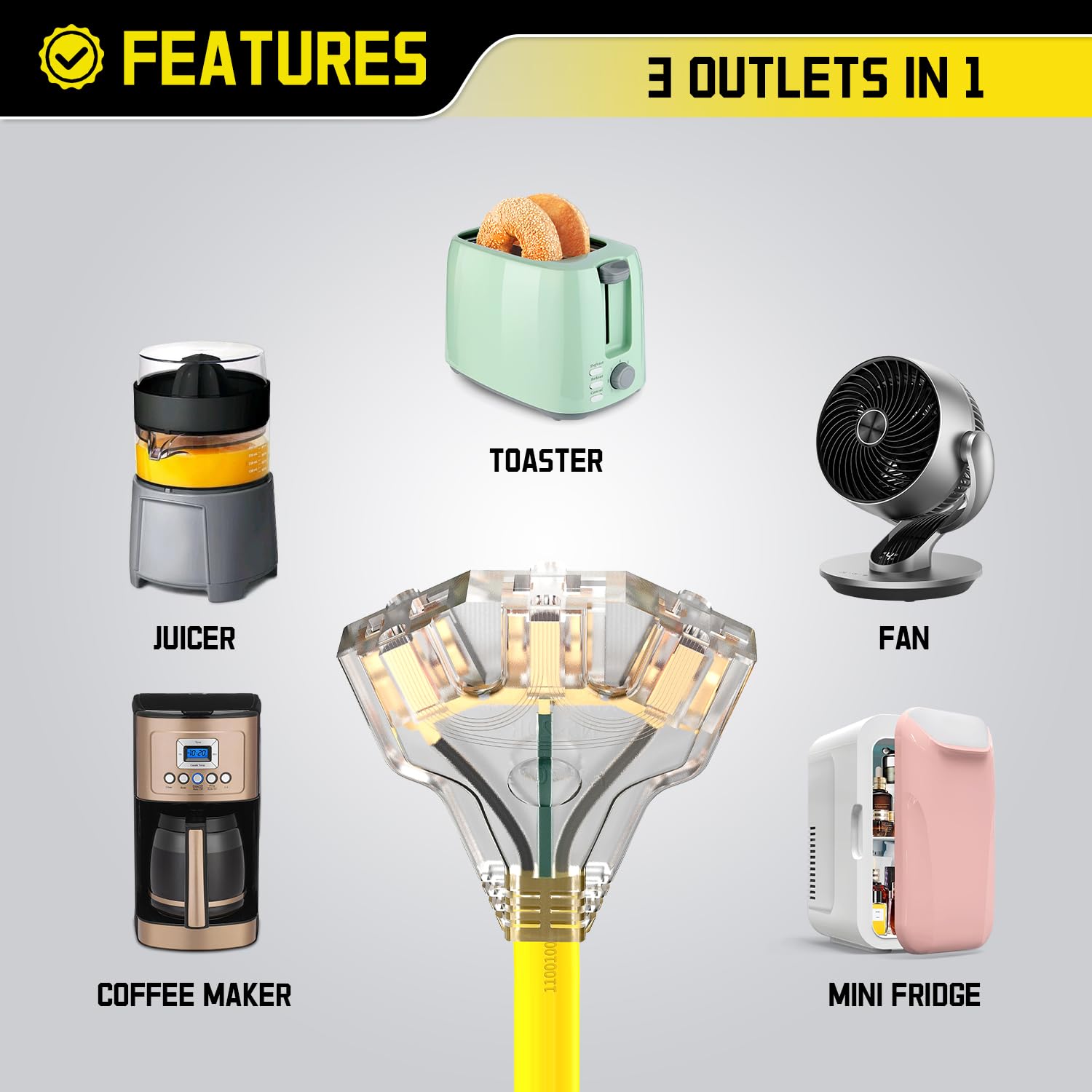 Lavandino 3 Prong Dryer Adapter 30 Amp To 110V/125V, Nema 10 30P To 5 15R/5 20R Household Tri Outlets Power Converter