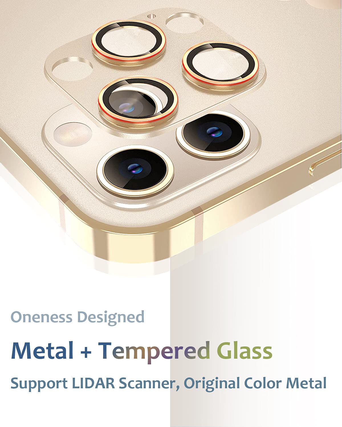 Tamoria [2 Pack] Compatible For Iphone 13 Pro / 13 Pro Max Camera Lens Protector Metal Plus Tempered Glass Camera Cover Support