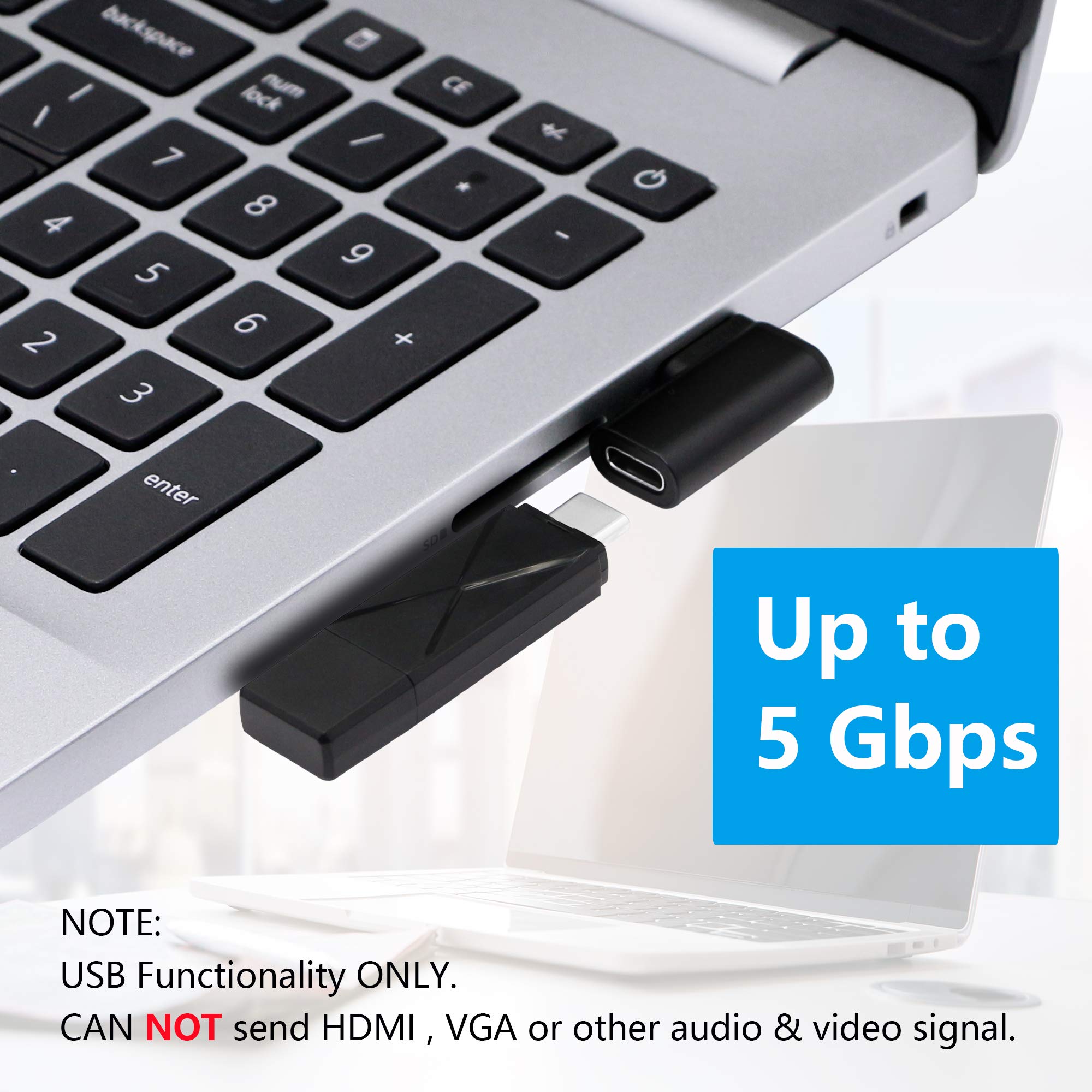 Cerrxian 90 Degree Usb C To Usb A Adapter, Right Angle & Left Angle Usb A 3.0 Male To Usb Type C 3.1 Female Connector For Laptop