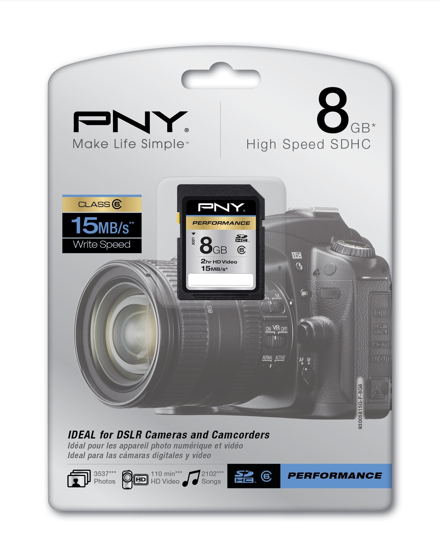 Pny Performance Series 8 Gb Class 6 15 Mb/S Rated Sdhc Flash Memory Card (P-Sdhc8G6-Ge)