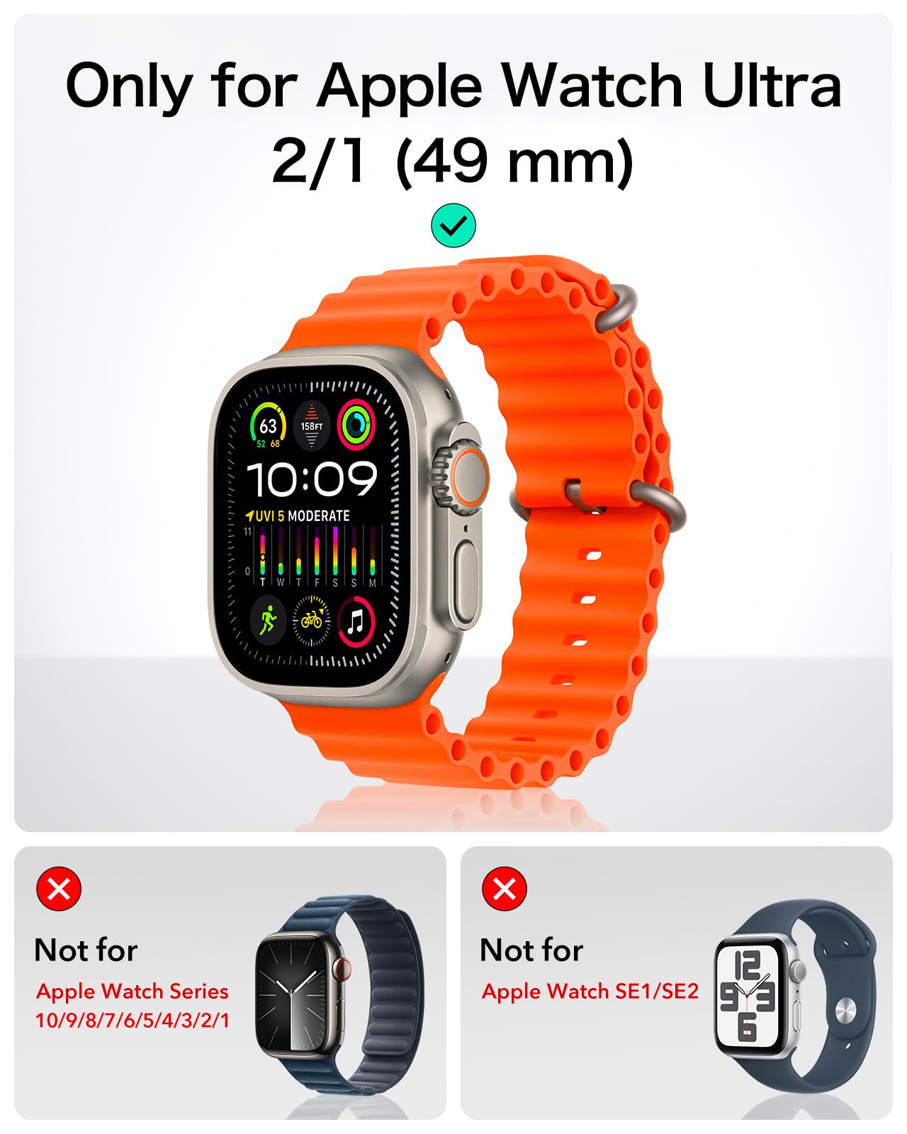 Esr For Apple Watch Ultra 2/1 Case With Screen Protector 49Mm (2024/2023/2022), Military Grade Protection, Aluminum Alloy Case W