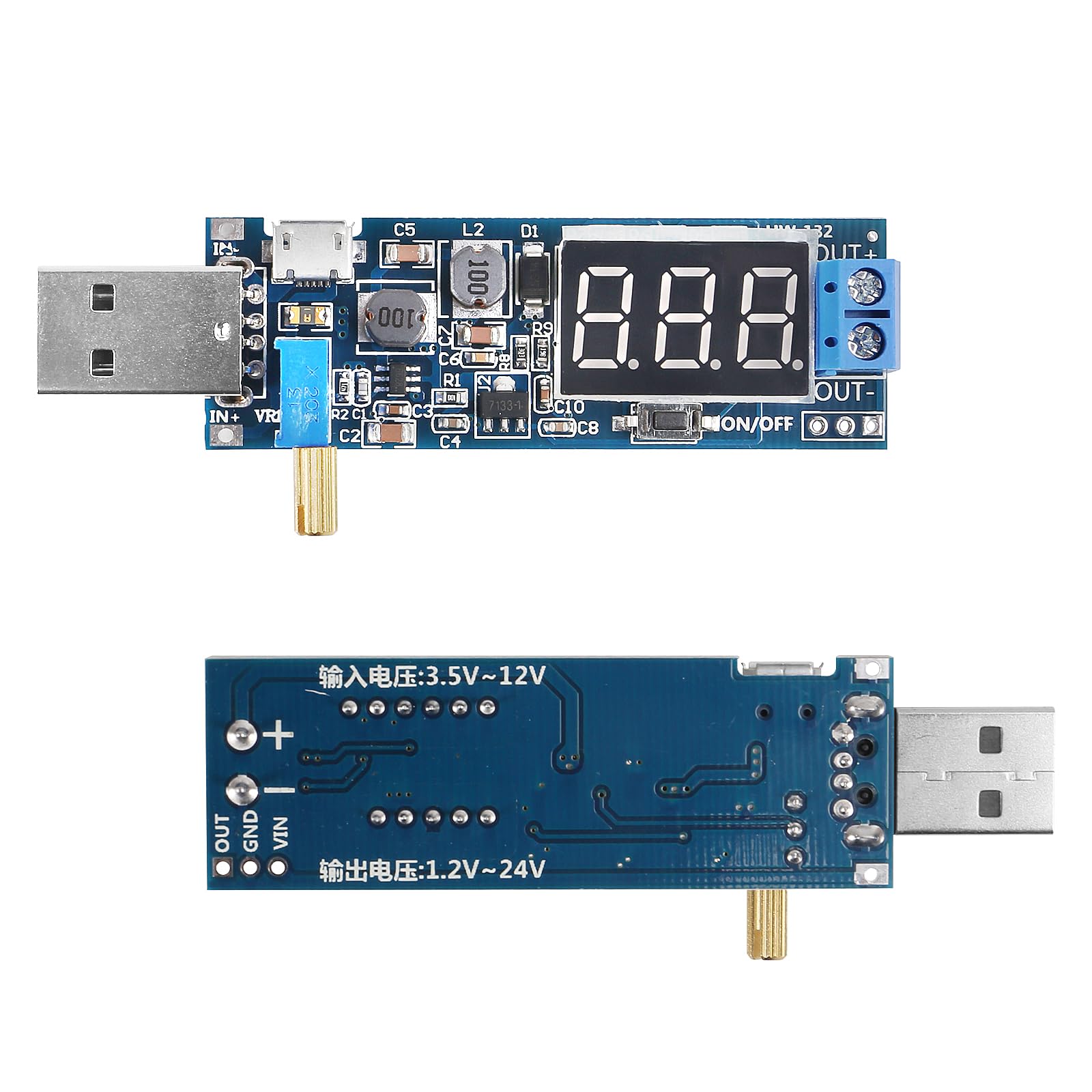 Xiitia 6Pcs Usb Buck Boost Converter 3.5V 12V To 1.2V 24V Dc Dc Adjustable Step Up Step Down Power Supply Module Voltage Regulat