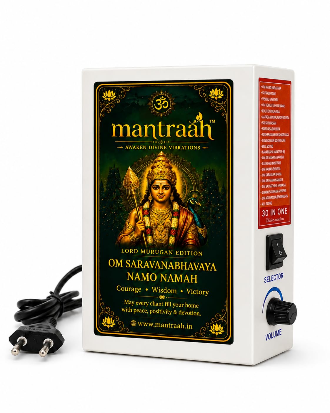 Mantraah 30 In 1 Premium Powder Coated Metal Hindu Mantra Chanting Box With Devotional Mantra (Repeater)| Spiritual Slokas, Pooj