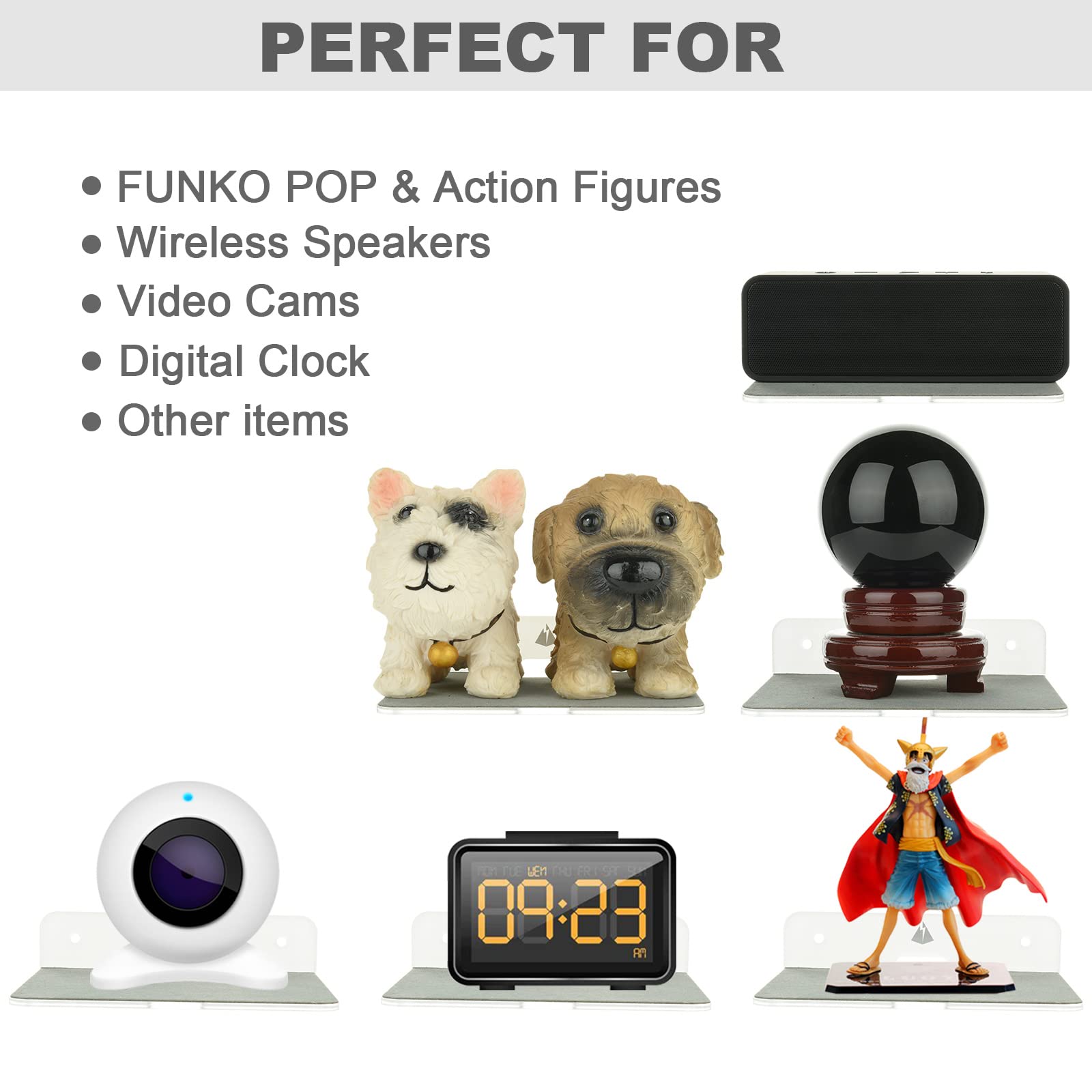 Txesign Wall Shelves Speaker Shelf 2 Pack, Small Wall Shelves Speaker Mount For Bluetooth Speaker, Webcam, Cell Phones, Toy Disp