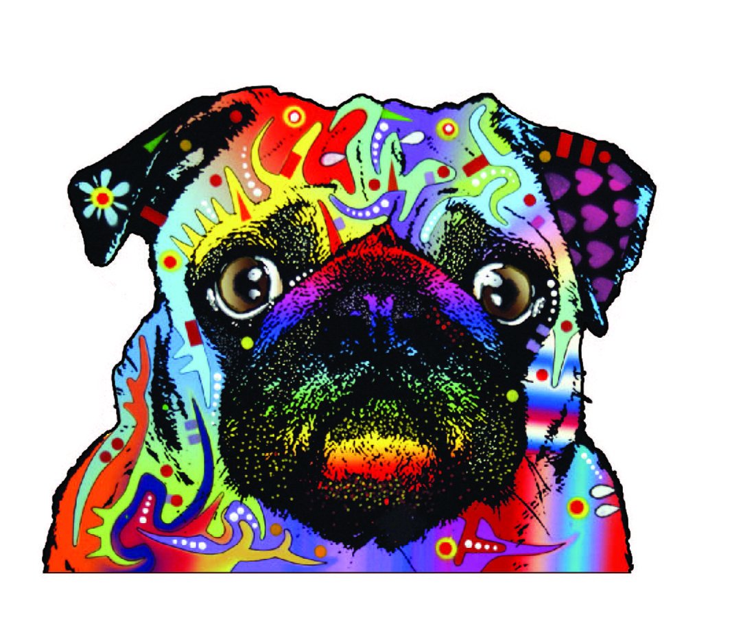 Enjoy It Dean Russo Pug Car Stickers, Outdoor Rated Vinyl Stickers Decal for Windows, Bumpers, Laptops or Crafts - 2 Pieces