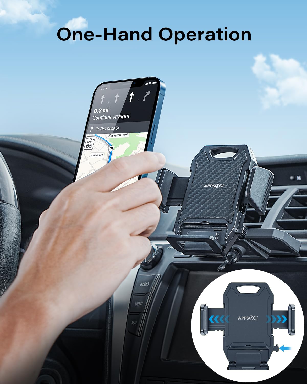Apps2Car Sturdy Cd Slot Phone Mount With One Hand Operation Design, Hands-Free Car Phone Holder Universally Compatible With All