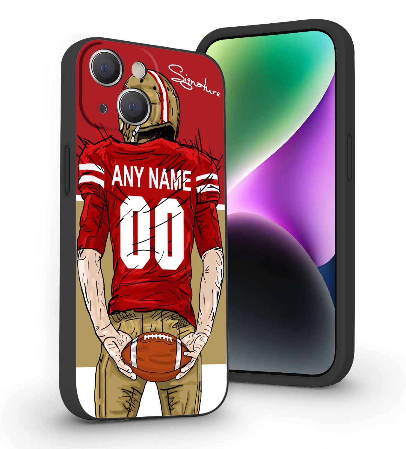 VNGDA Custom Name & Number Football Case for iPhone17 Air 16 15 Pro Max 14 13 Mini 12 11 Xs Max Xr SE3 8 7 6 Plus