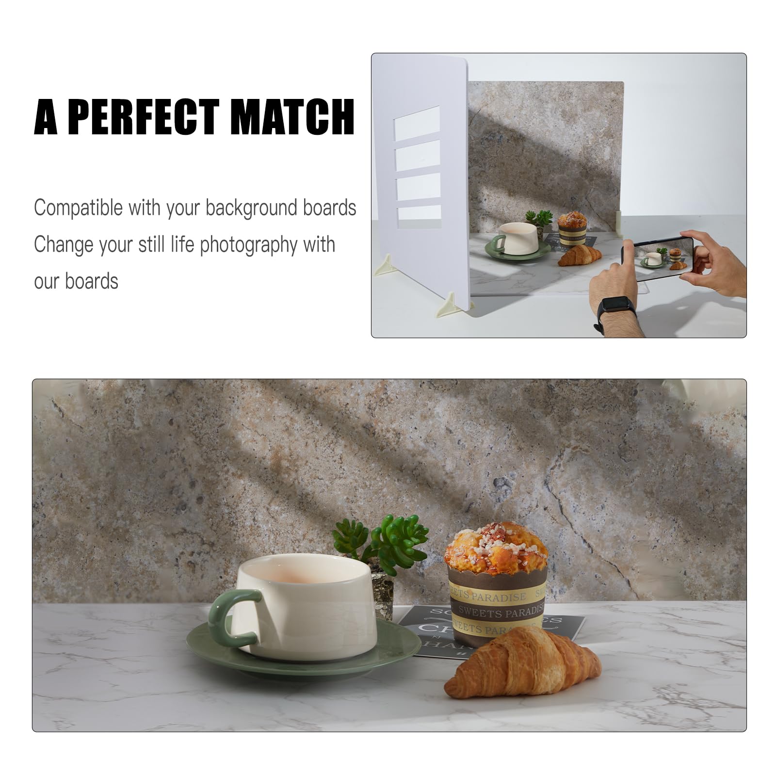 Beiyang 4Pcs 16X16 Inch Backdrop Boards And 1Pcs 15X19 Inch Window Shadow Pane, Perfect Backdrop Kit For Small Product Such As F